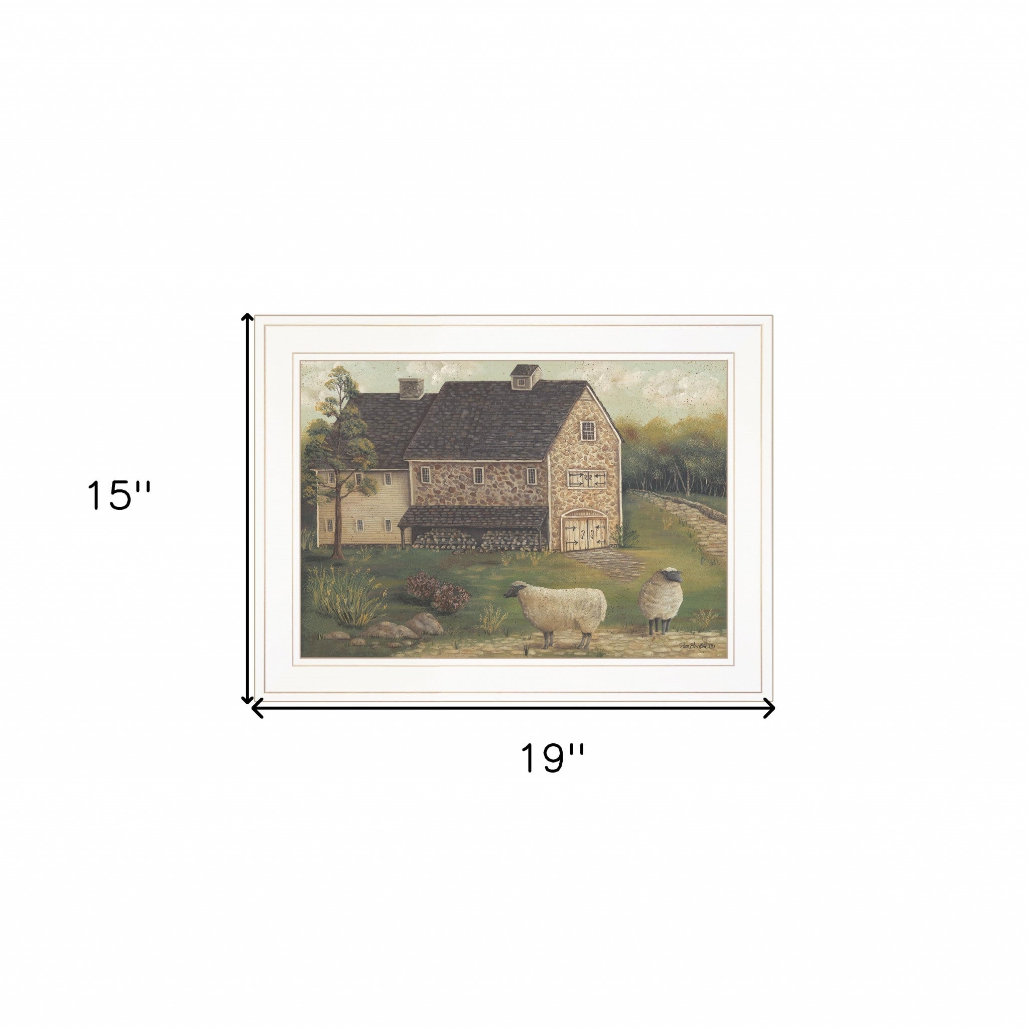 Stone Barn 2 White Framed Print Wall Art