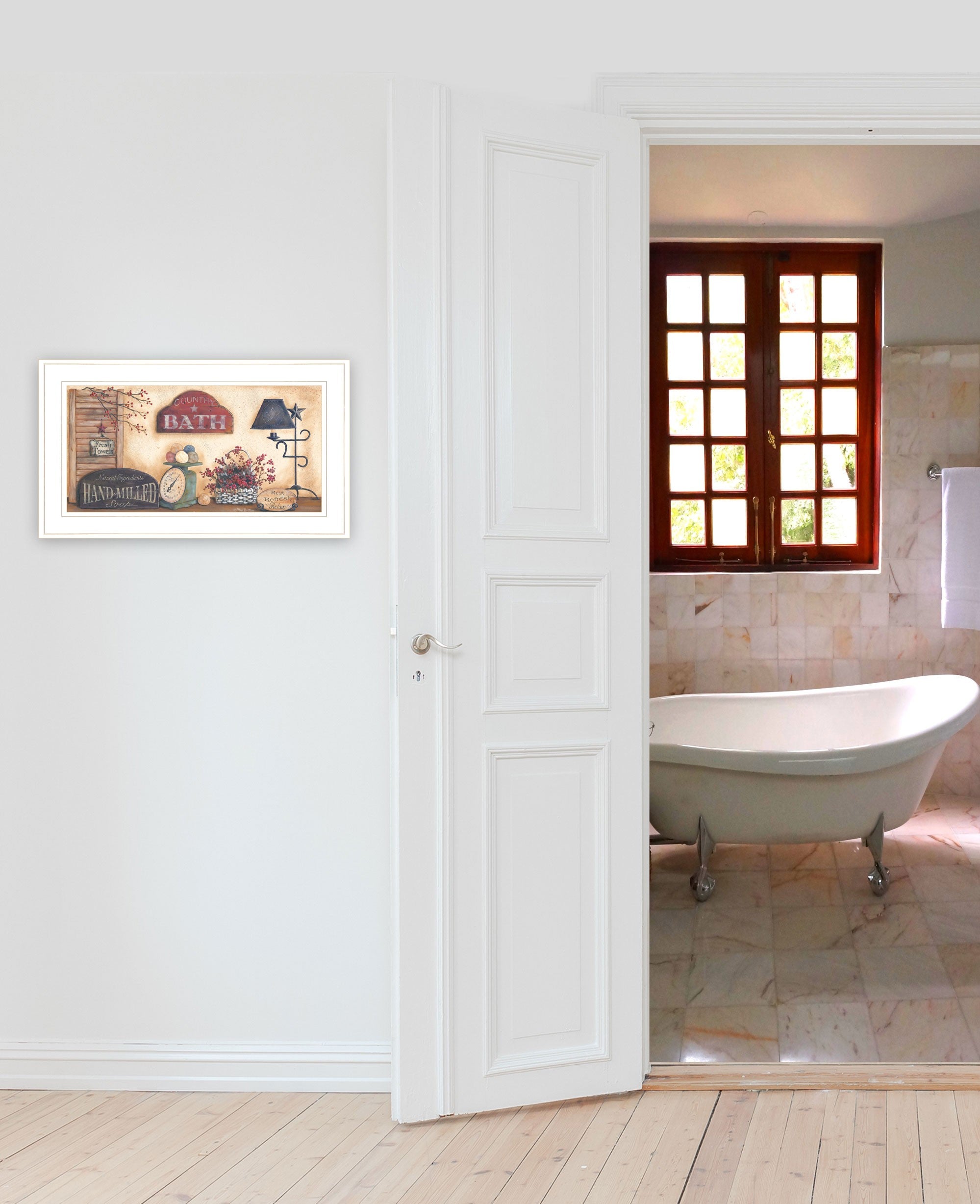 Country Bath 8 White Framed Print Wall Art