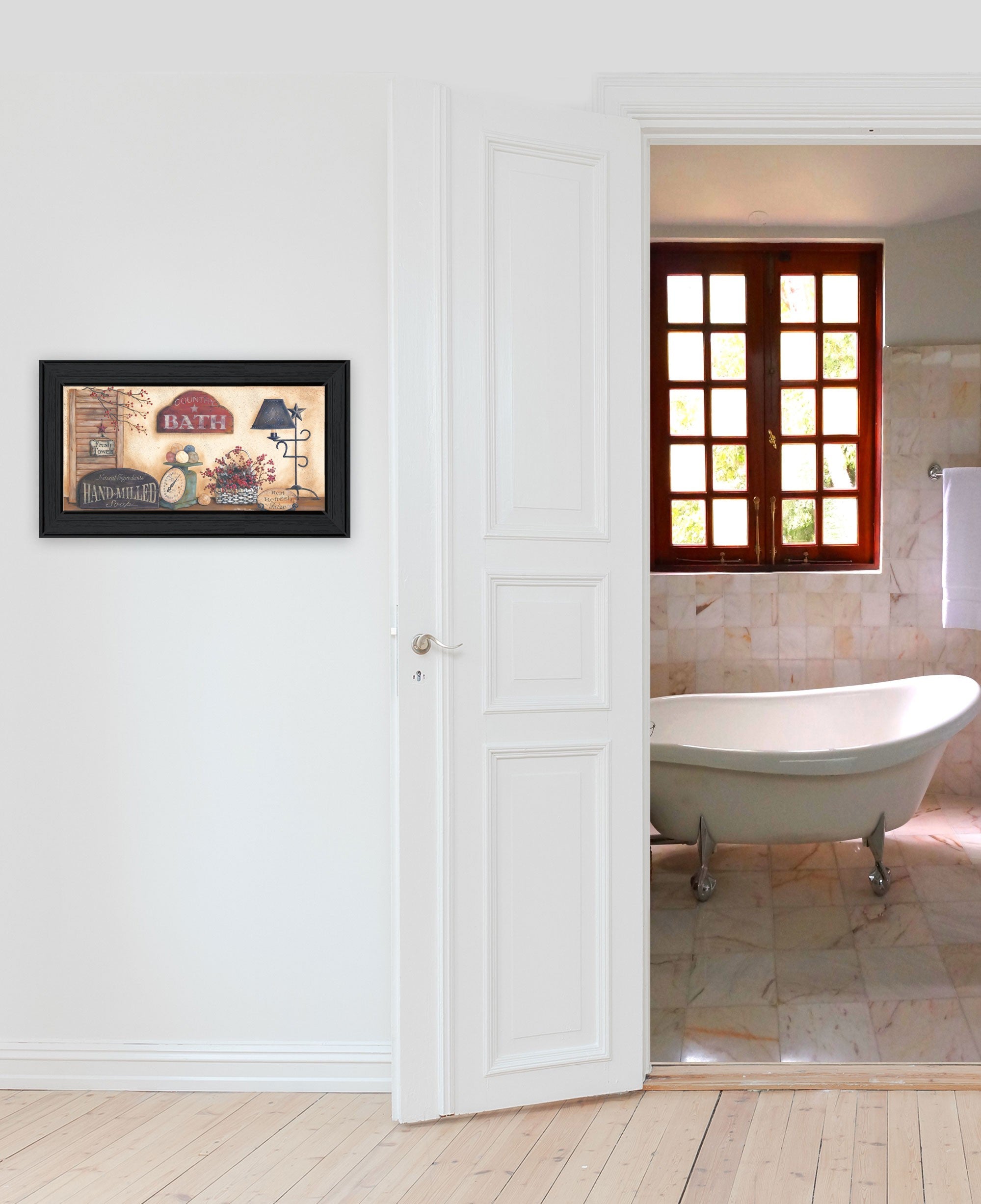 Country Bath 9 Black Framed Print Wall Art