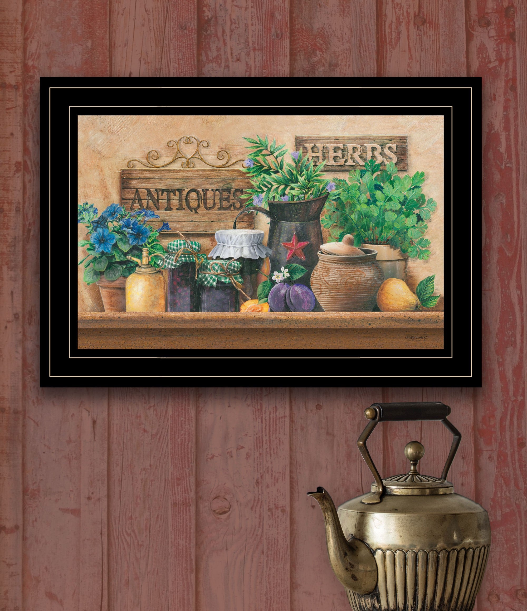 Antiques And Herbs 2 Black Framed Print Wall Art