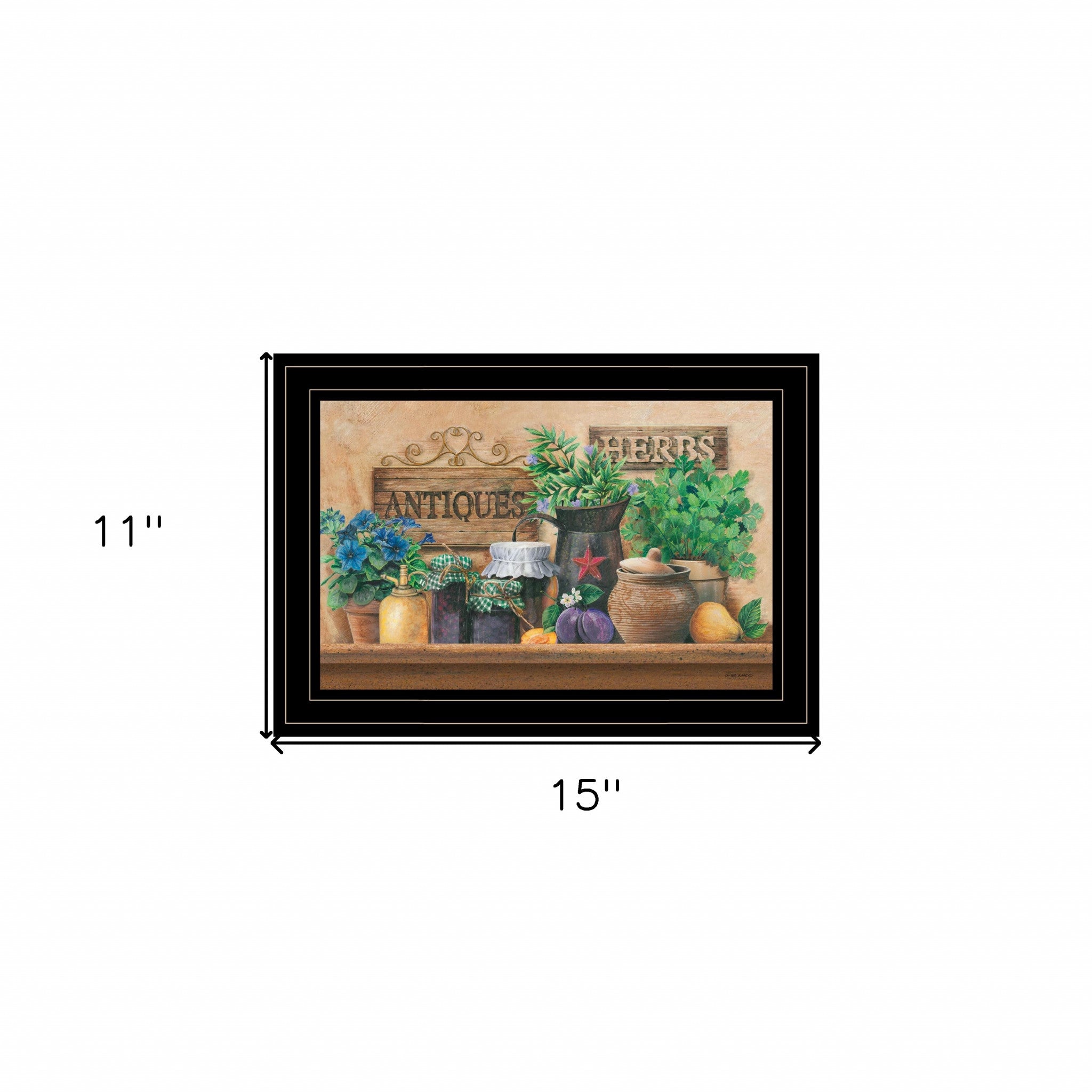 Antiques And Herbs 2 Black Framed Print Wall Art