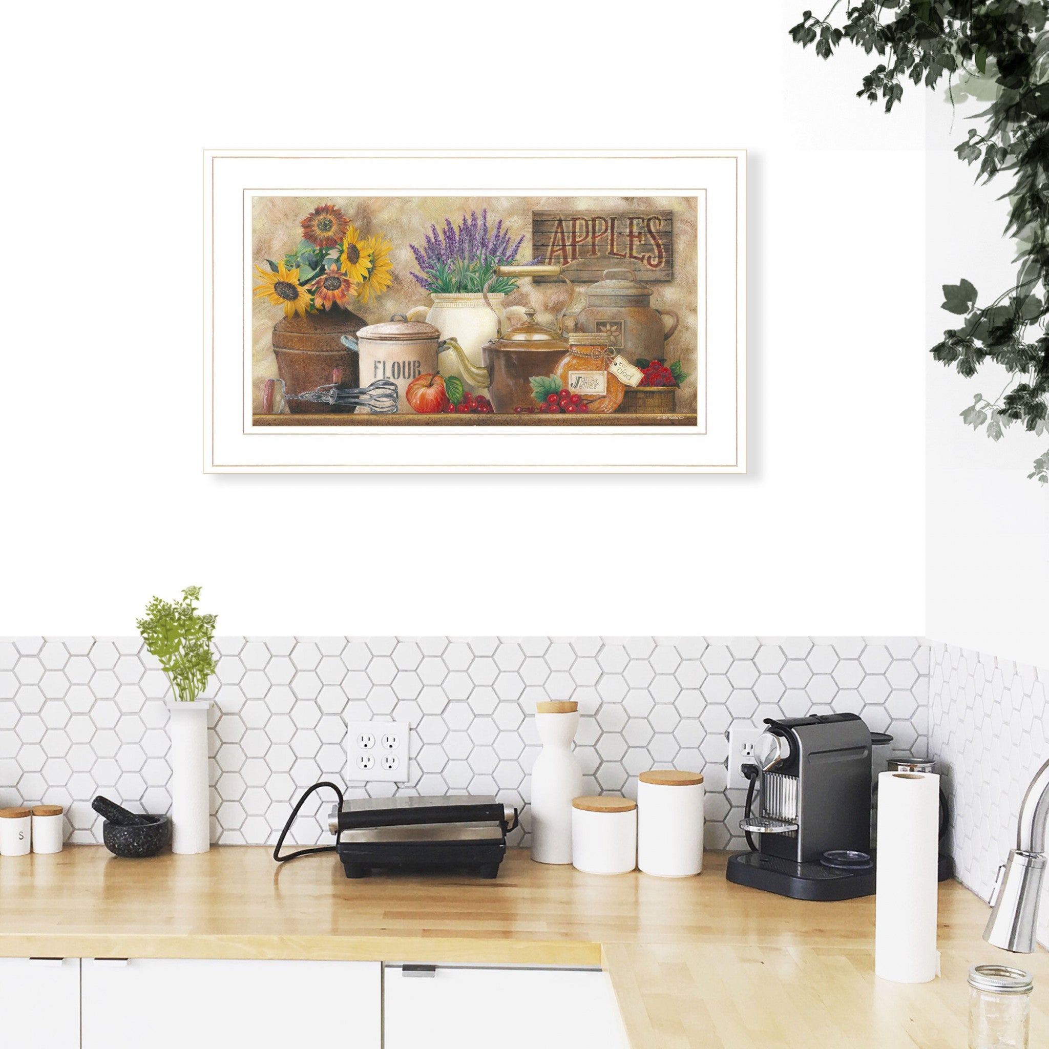 Antique Kitchen 4 White Framed Print Wall Art