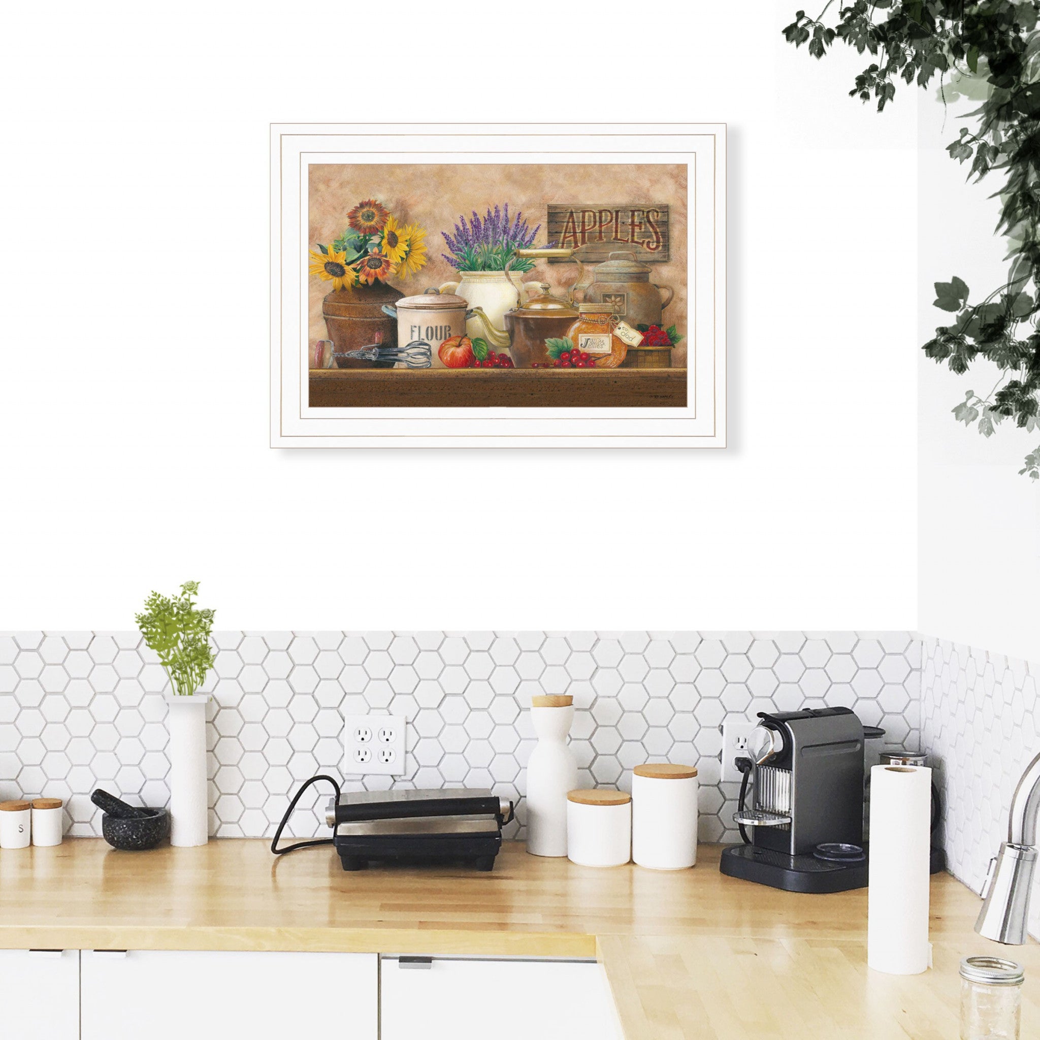 Antique Kitchen 1 White Framed Print Wall Art