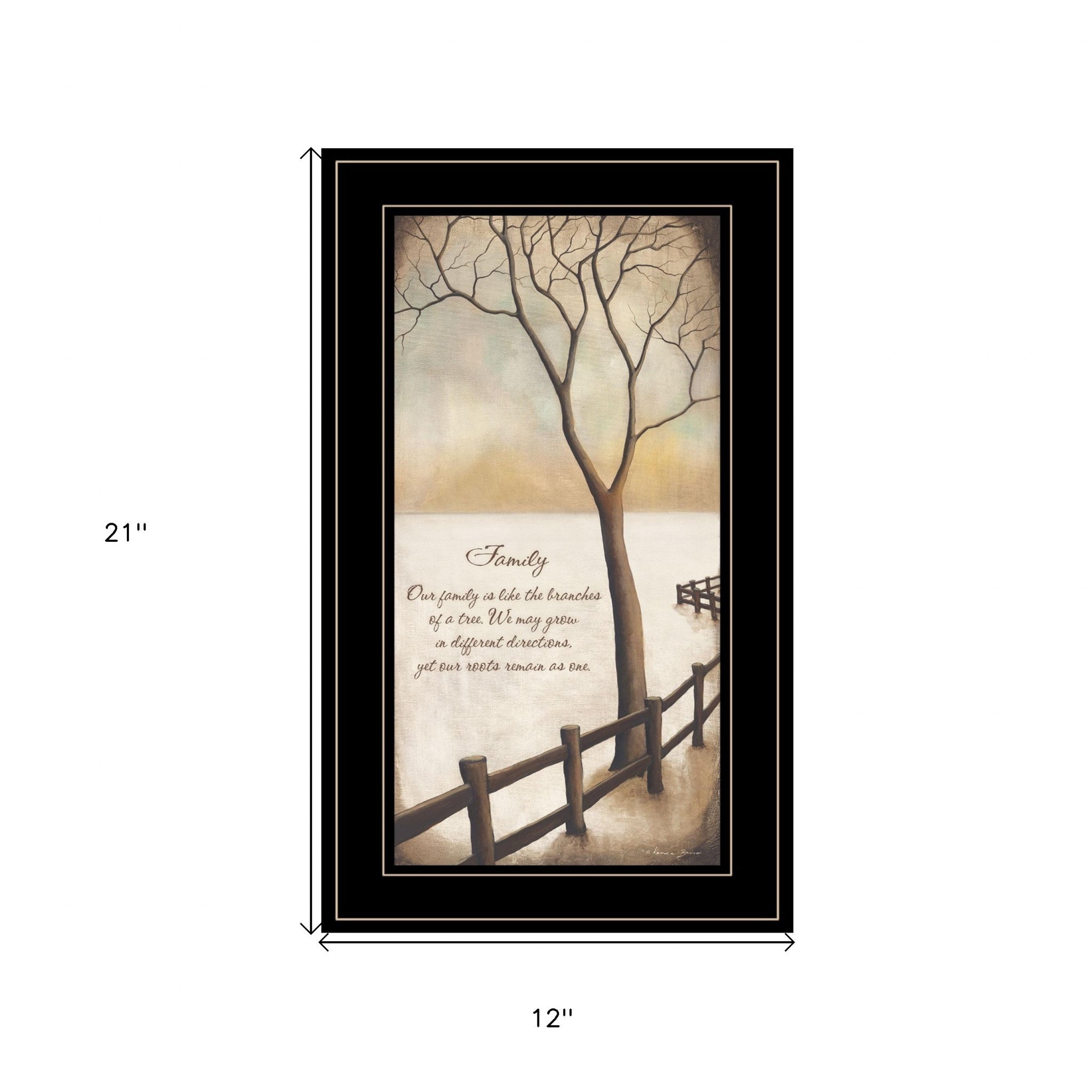 Winter Tree Family Inspirational Black Framed Print Wall Art