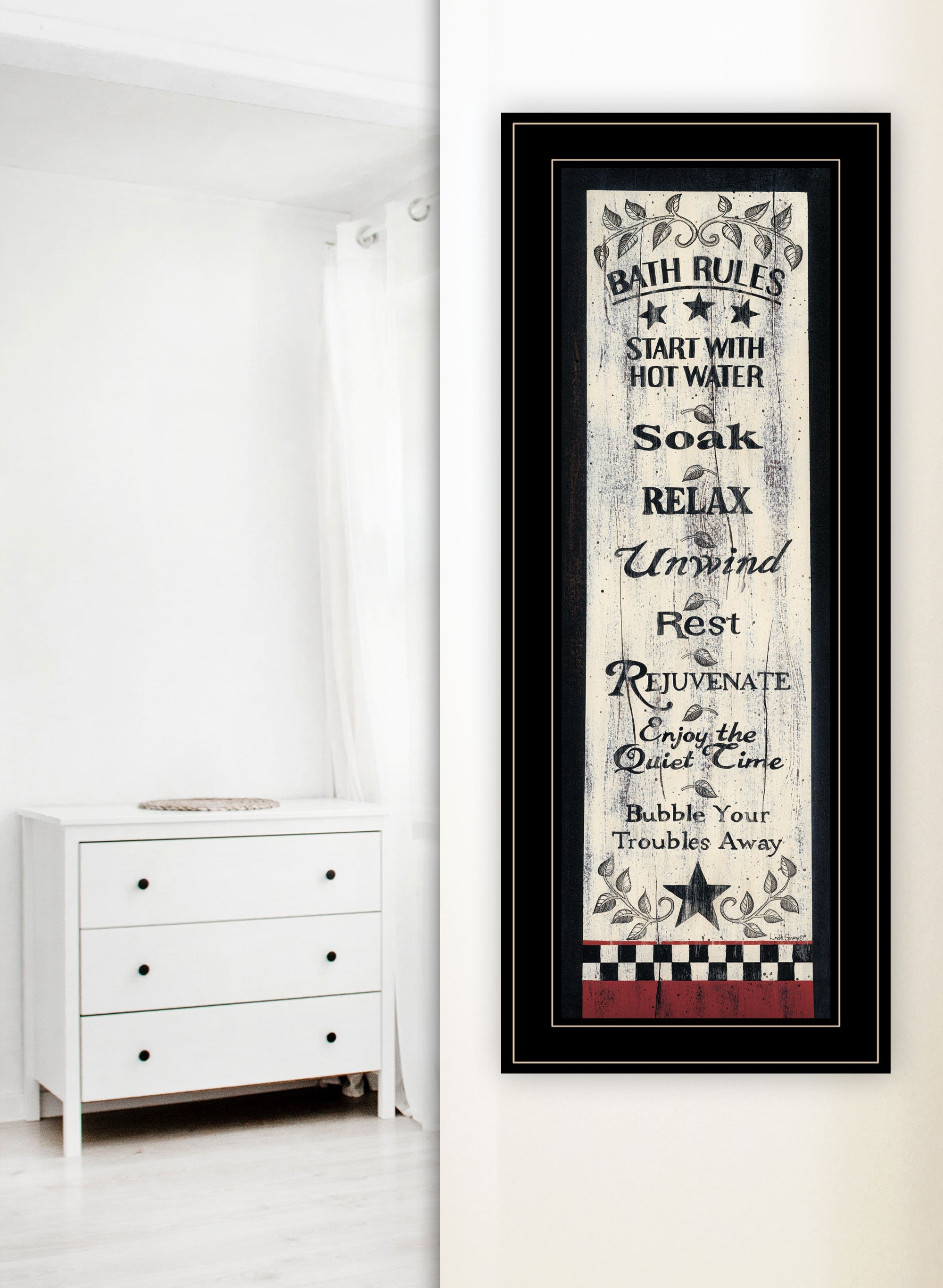 Bath Rules 5 Black Framed Print Wall Art