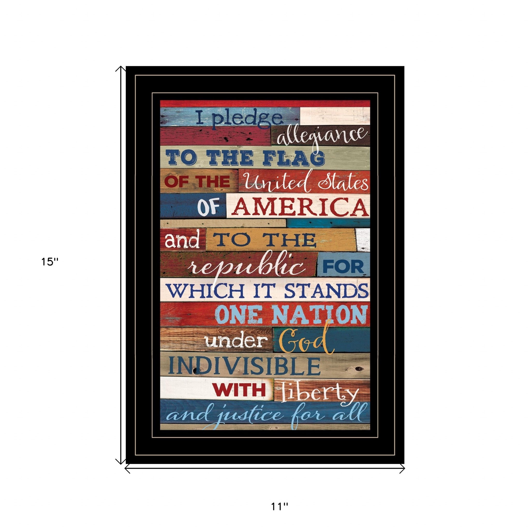 Red White and Blue Pledge Of Allegiance Black Framed Print Wall Art