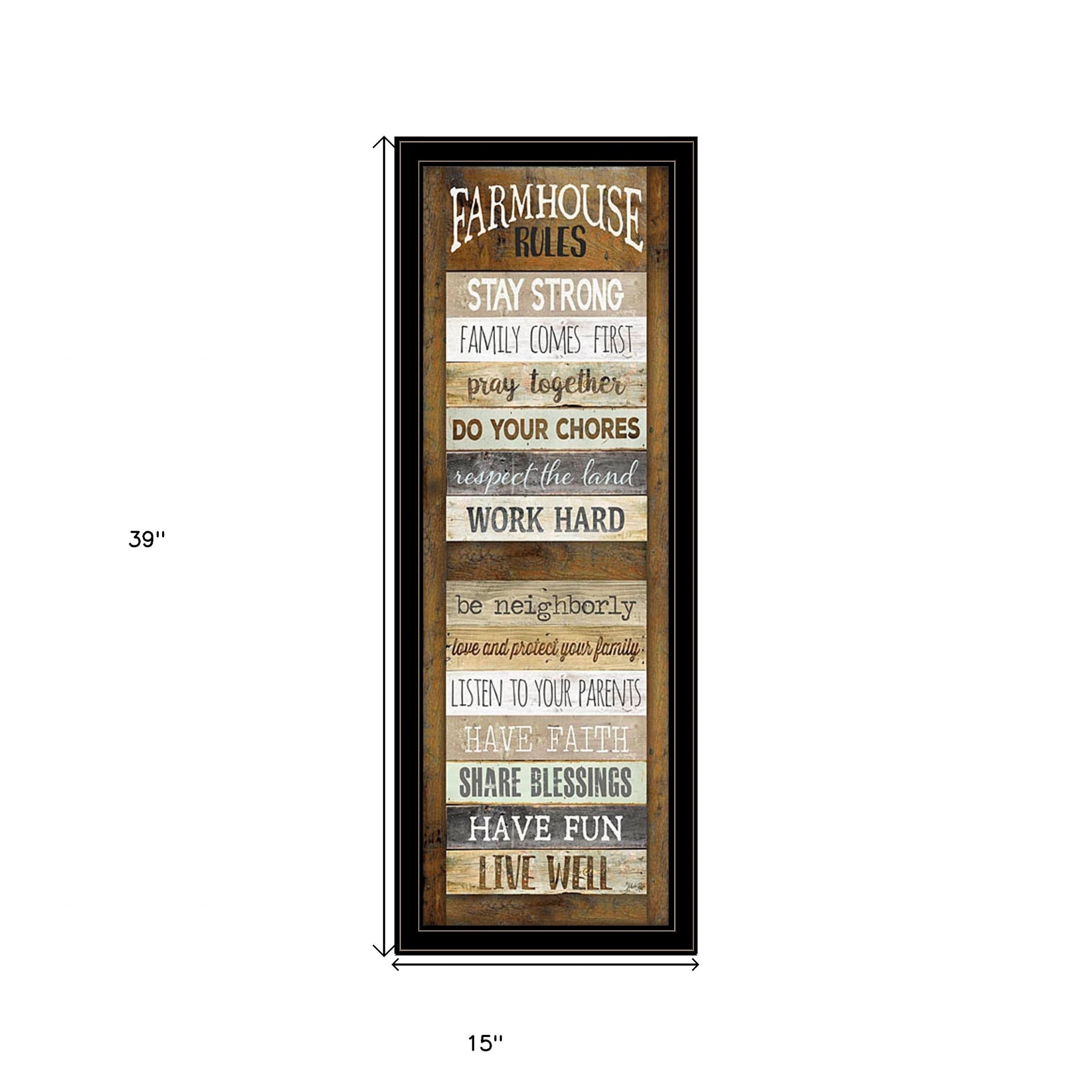 Farmhouse Rules 4 Black Framed Print Wall Art