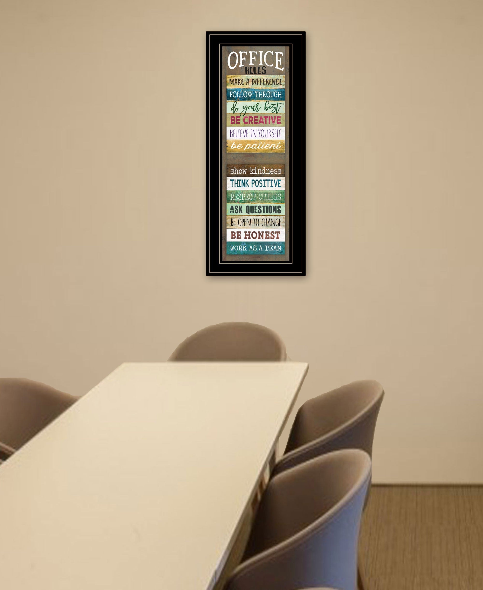 Office Rules 8 Black Framed Print Wall Art