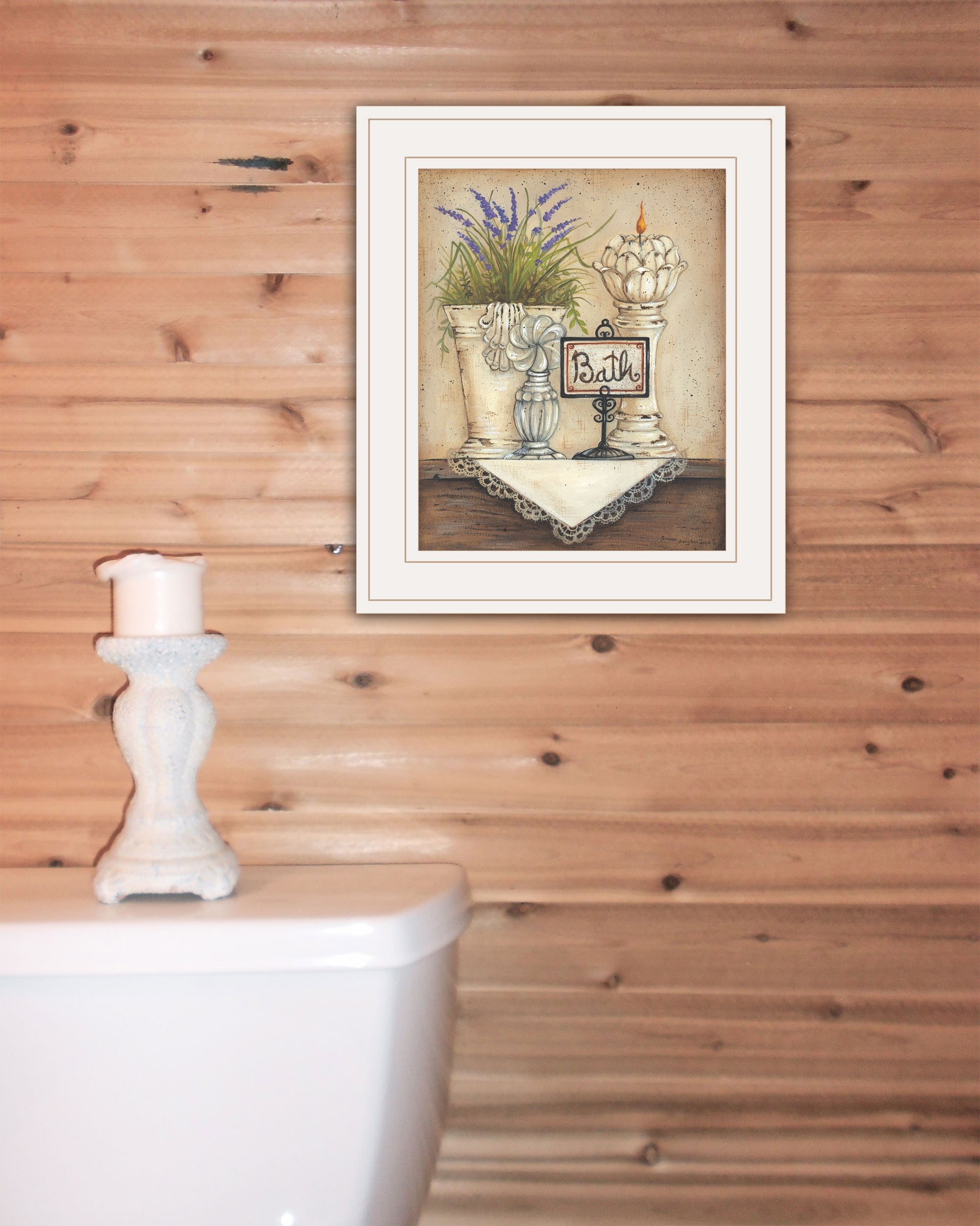 Bath Print 1 White Framed Print Wall Art