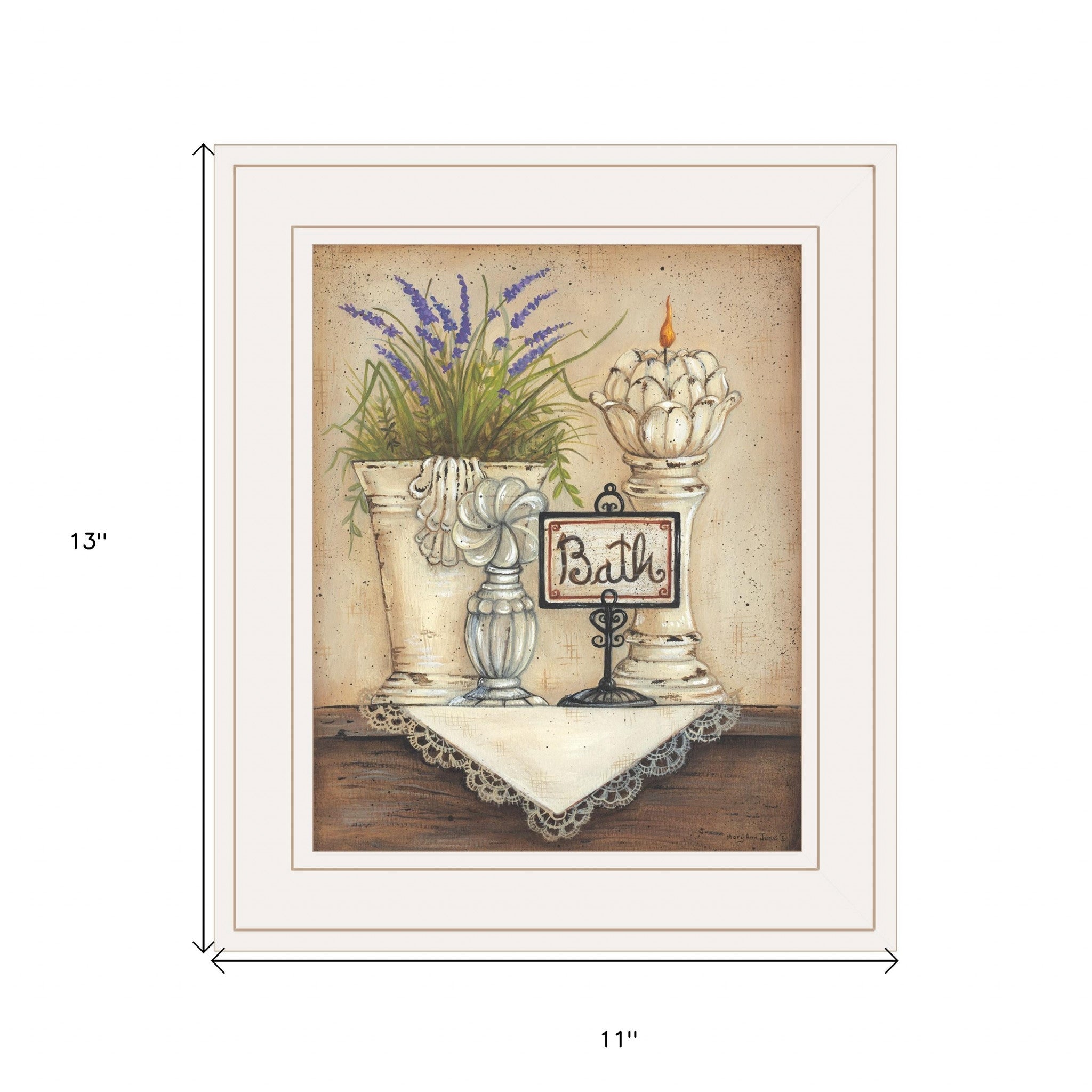 Bath Print 1 White Framed Print Wall Art