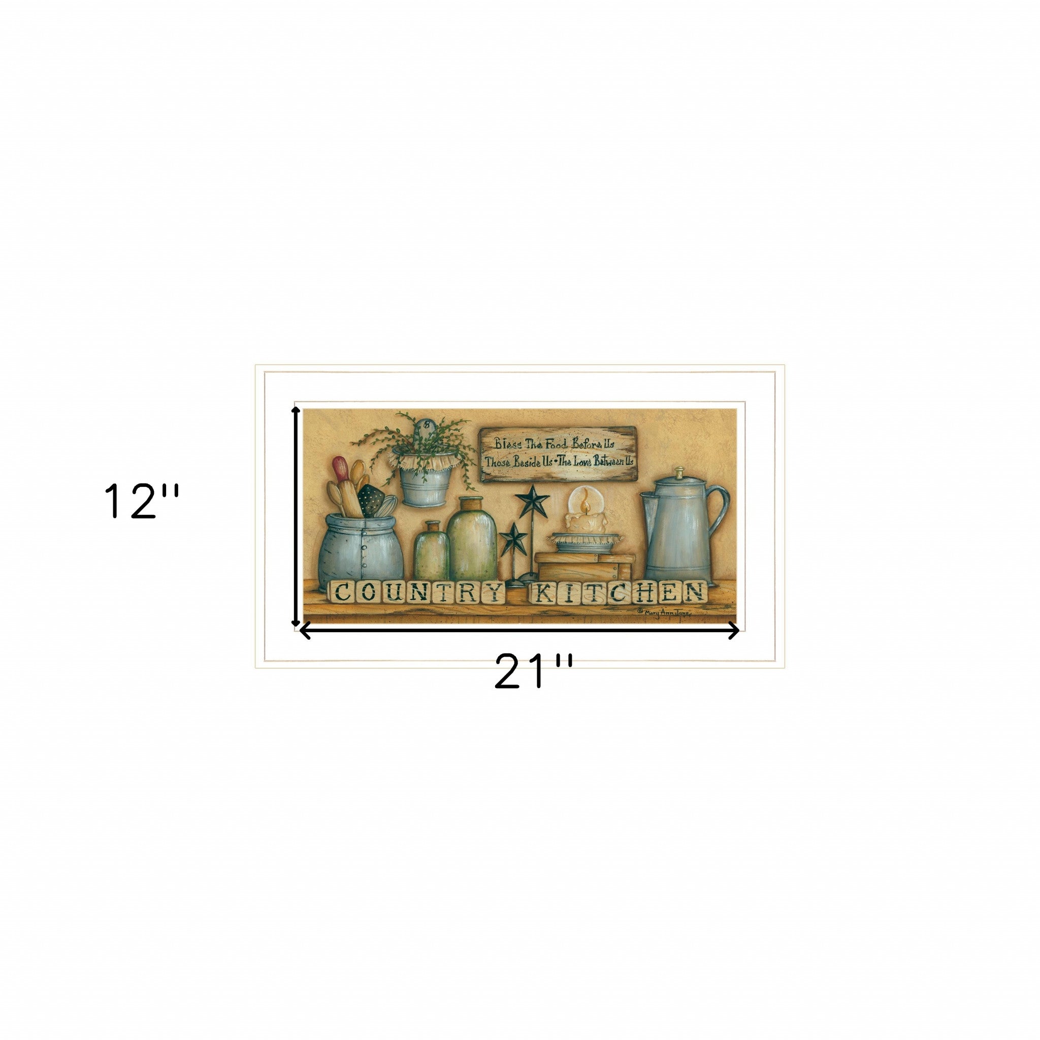 Country Kitchen 5 White Framed Print Wall Art