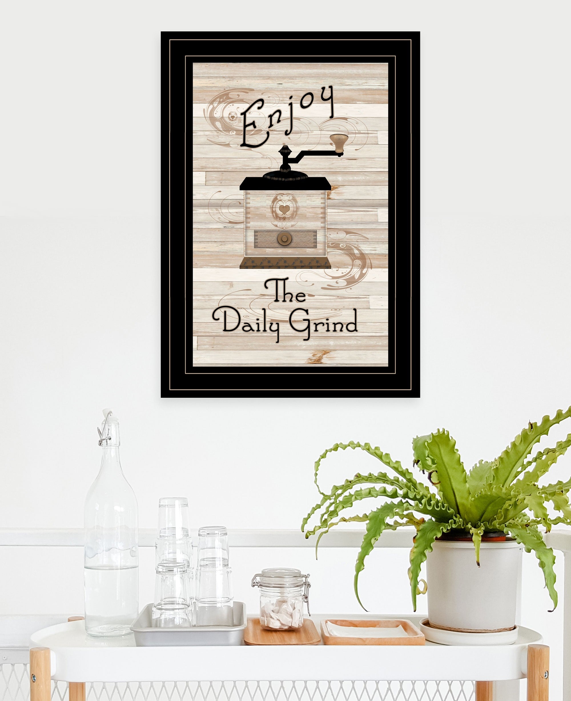 Enjoy The Daily Grind 2 Black Framed Print Wall Art