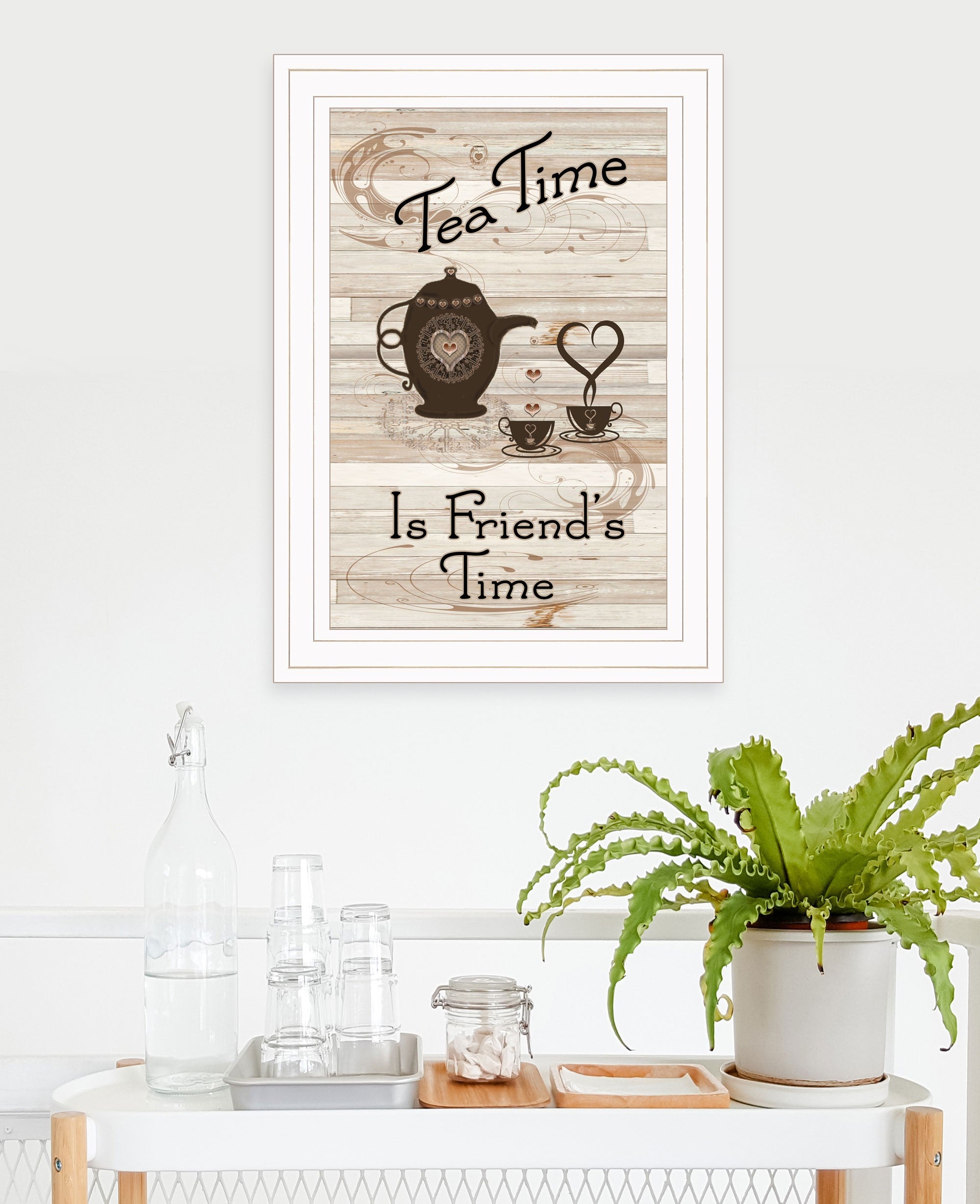 Tea Time Is Friends Time 1 White Framed Print Wall Art