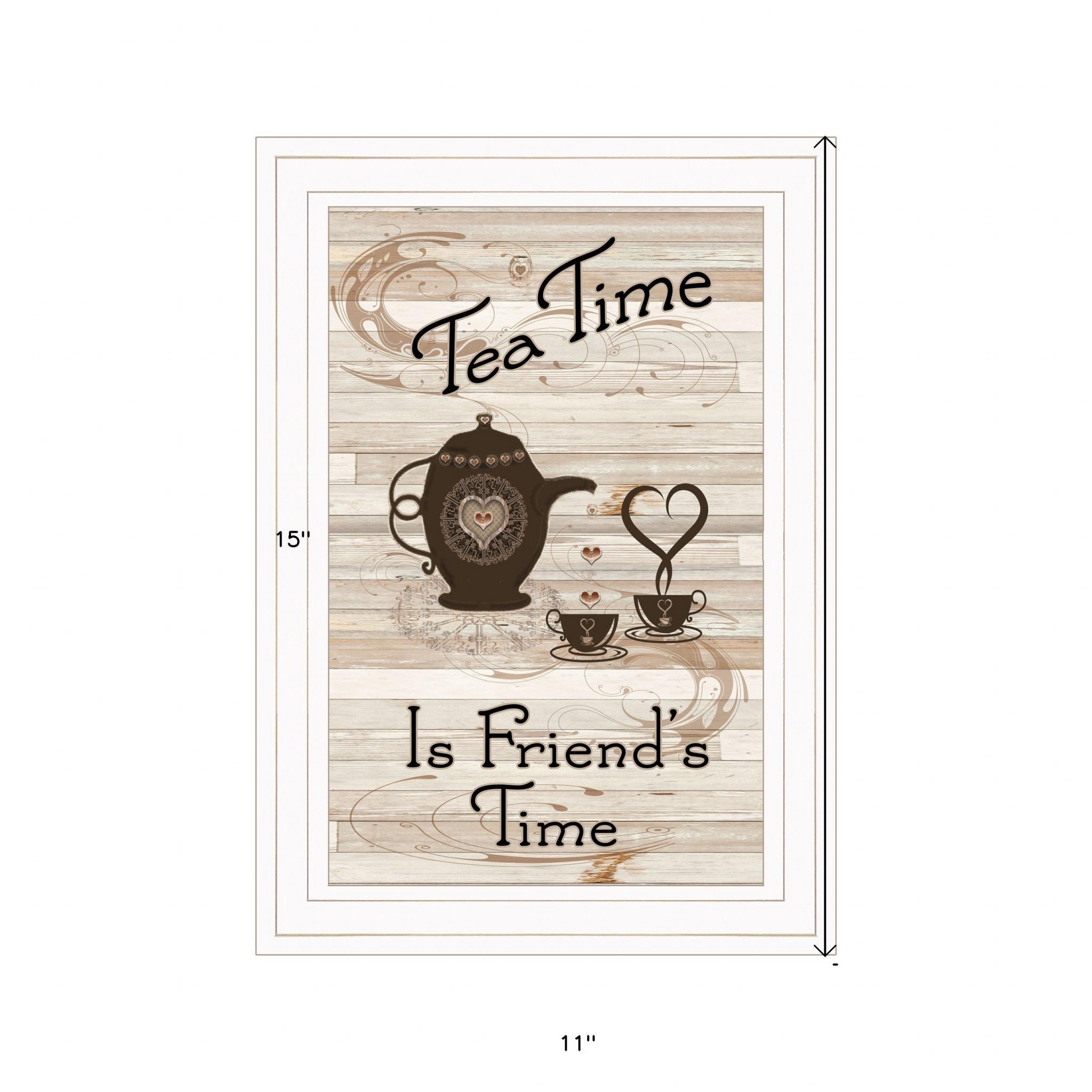 Tea Time Is Friends Time 1 White Framed Print Wall Art