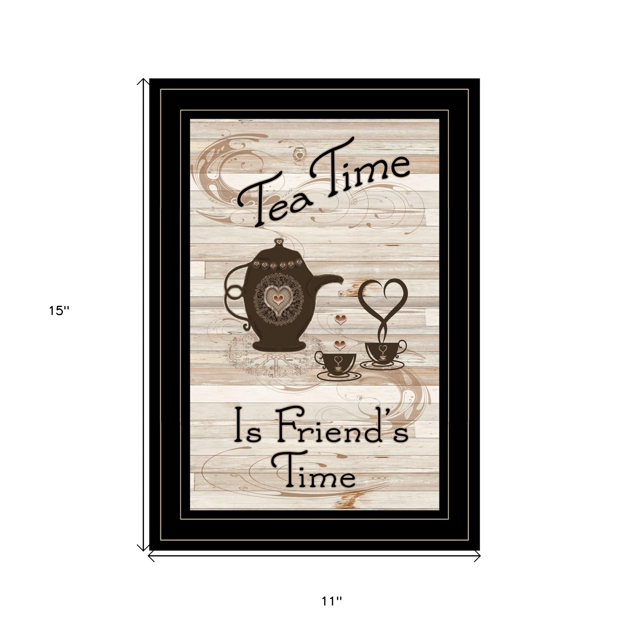 Tea Time Is Friends Time 2 Black Framed Print Wall Art