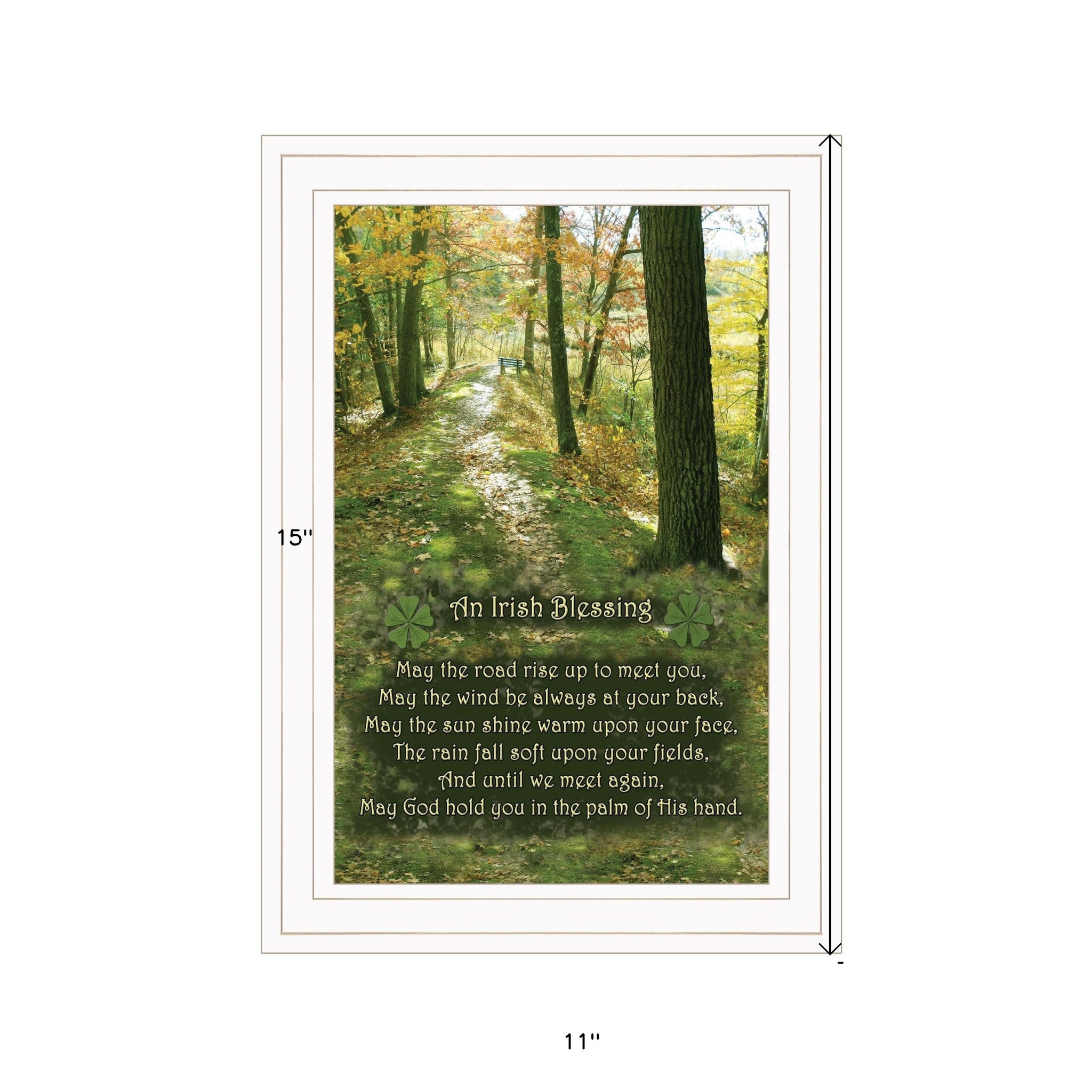 Irish Blessing Green Forrest White Framed Print Wall Art