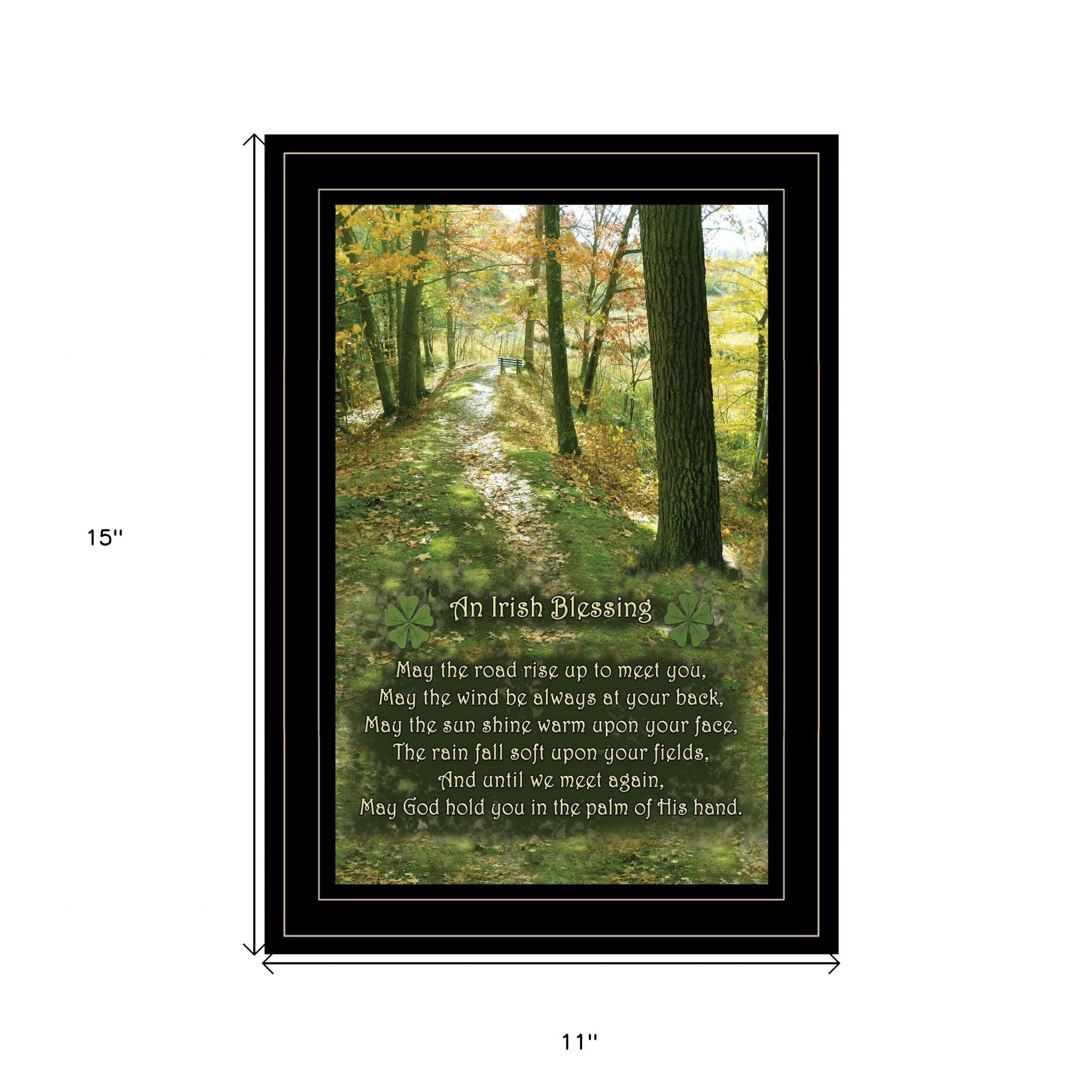 Irish Blessing Green Forest Black Framed Print Wall Art