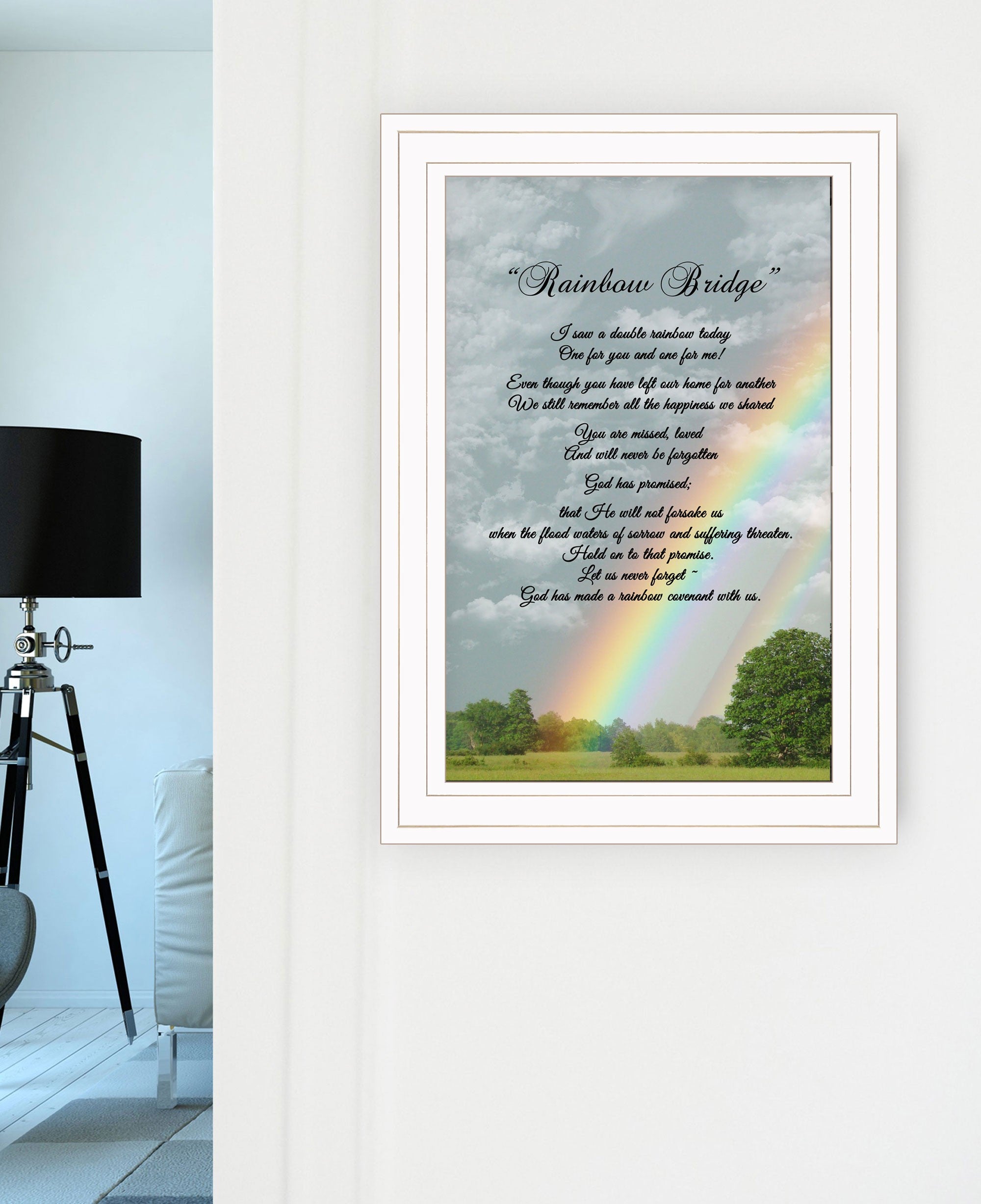 Rainbow Bridge White Framed Print Wall Art