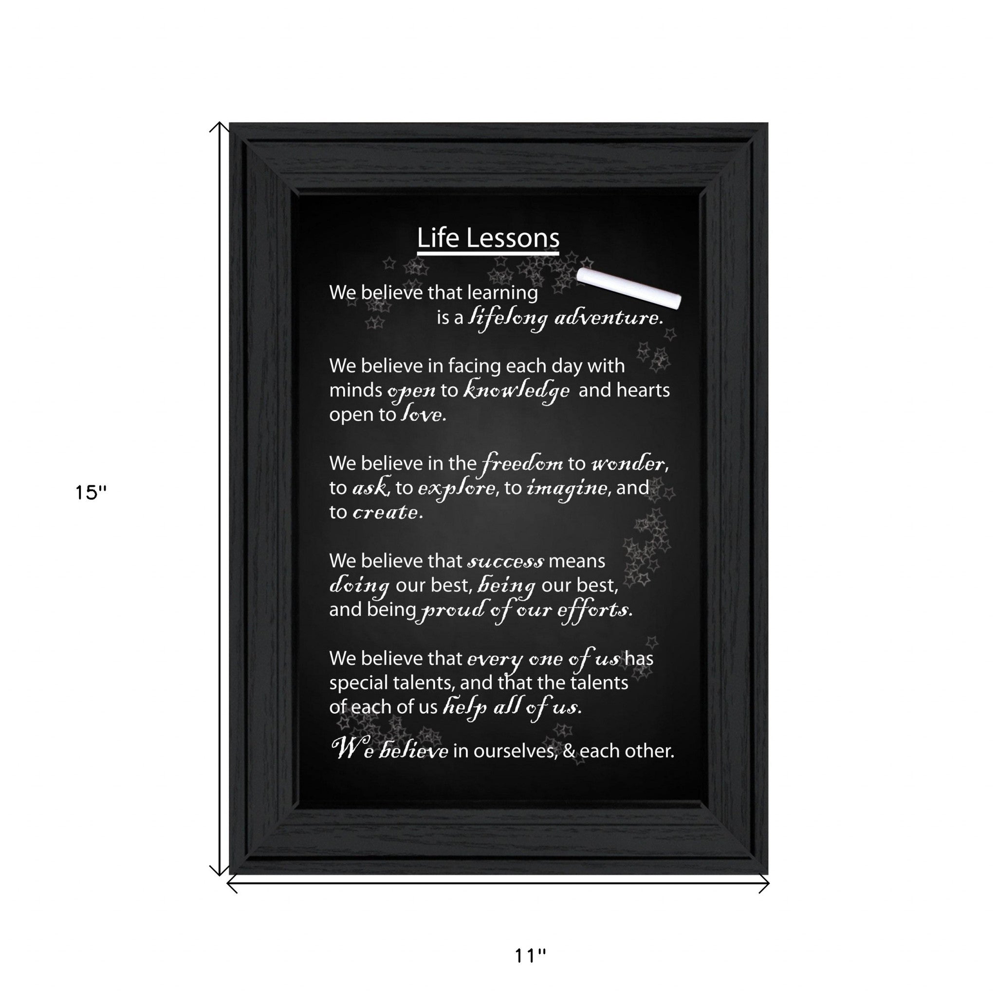 Black and White Life Lessons Black Framed Print Wall Art