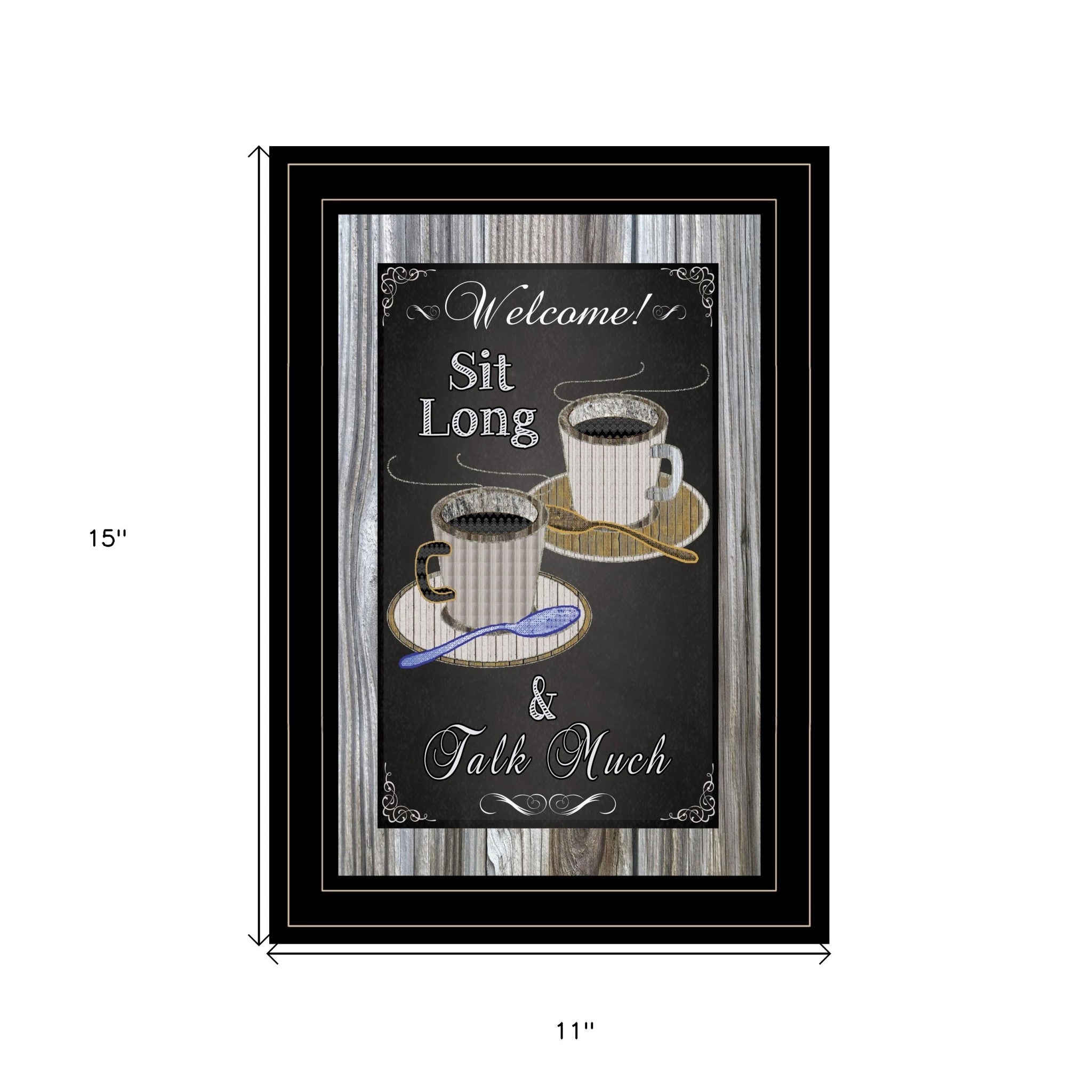 Sit Long Talk Much Chalkboard Framed 2 Black Framed Print Wall Art