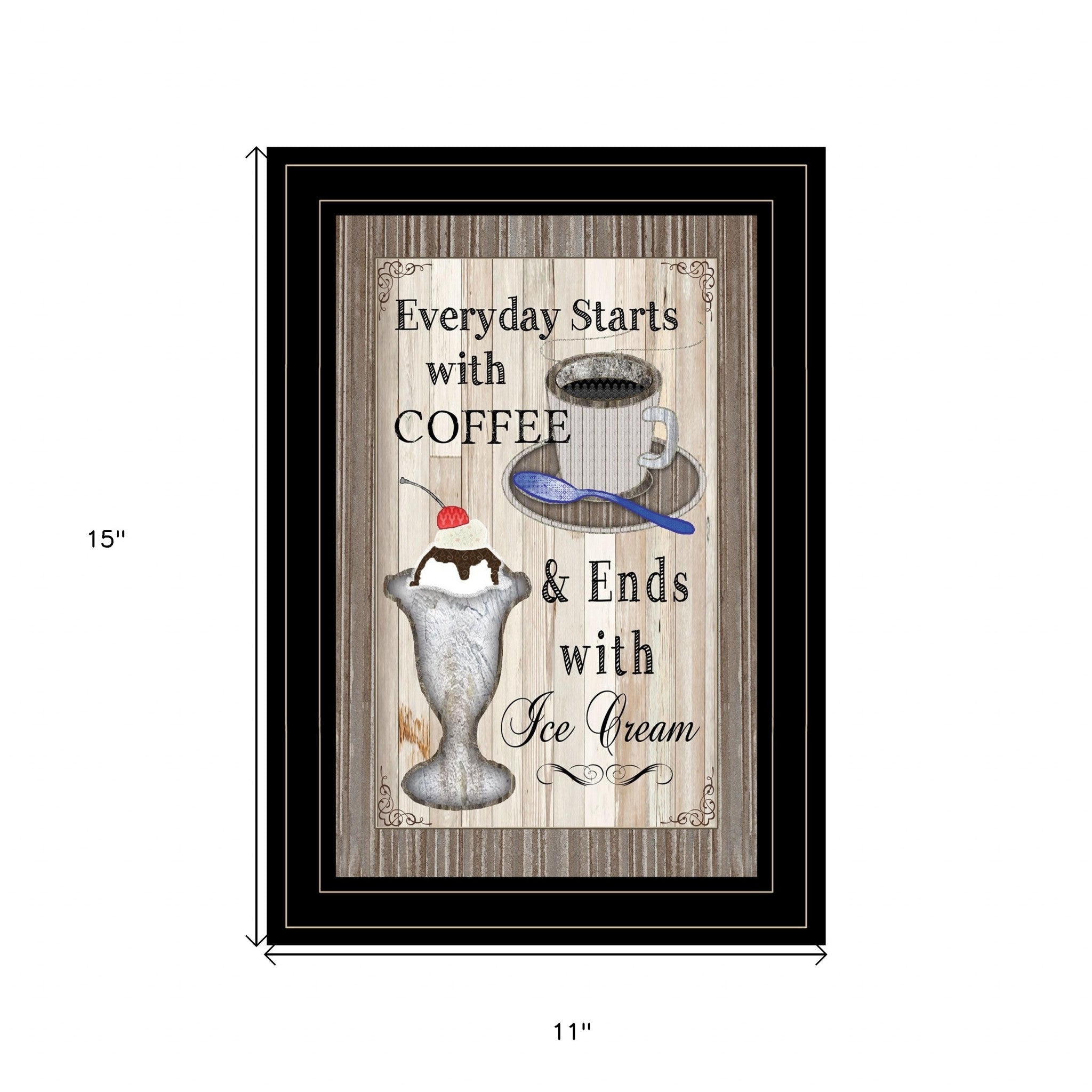 Everyday Starts With Coffee 2 Black Framed Print Wall Art