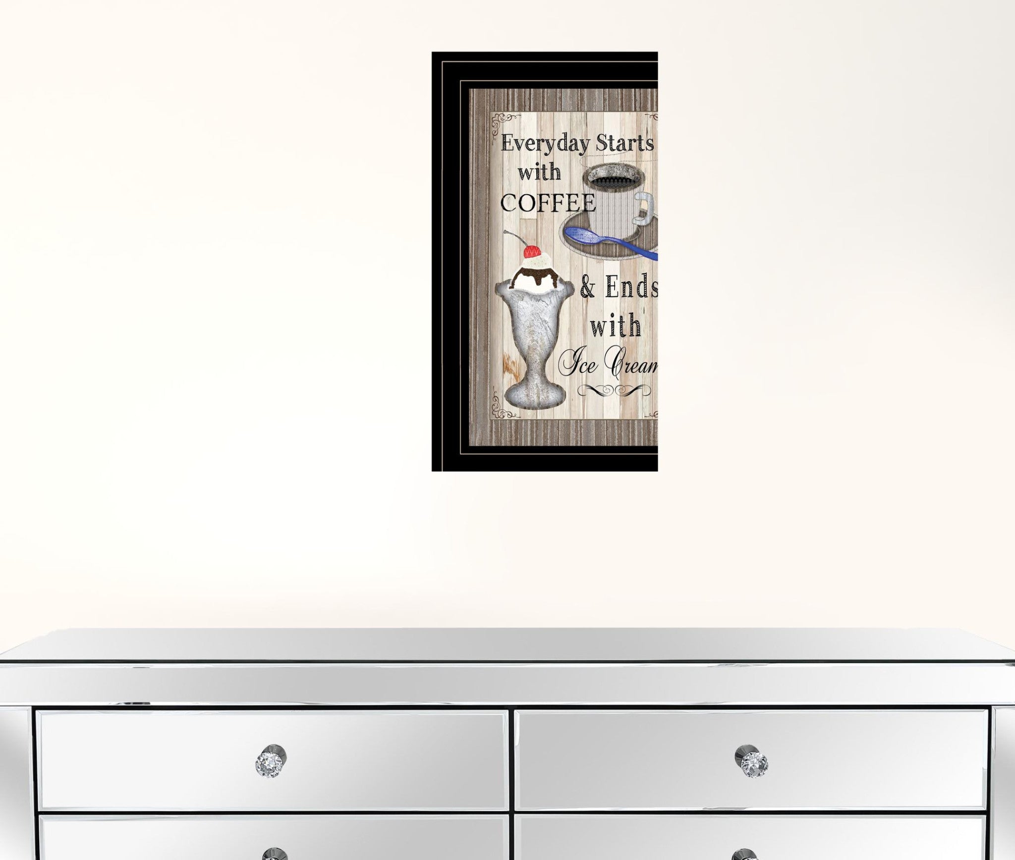 Everyday Starts With Coffee 2 Black Framed Print Wall Art