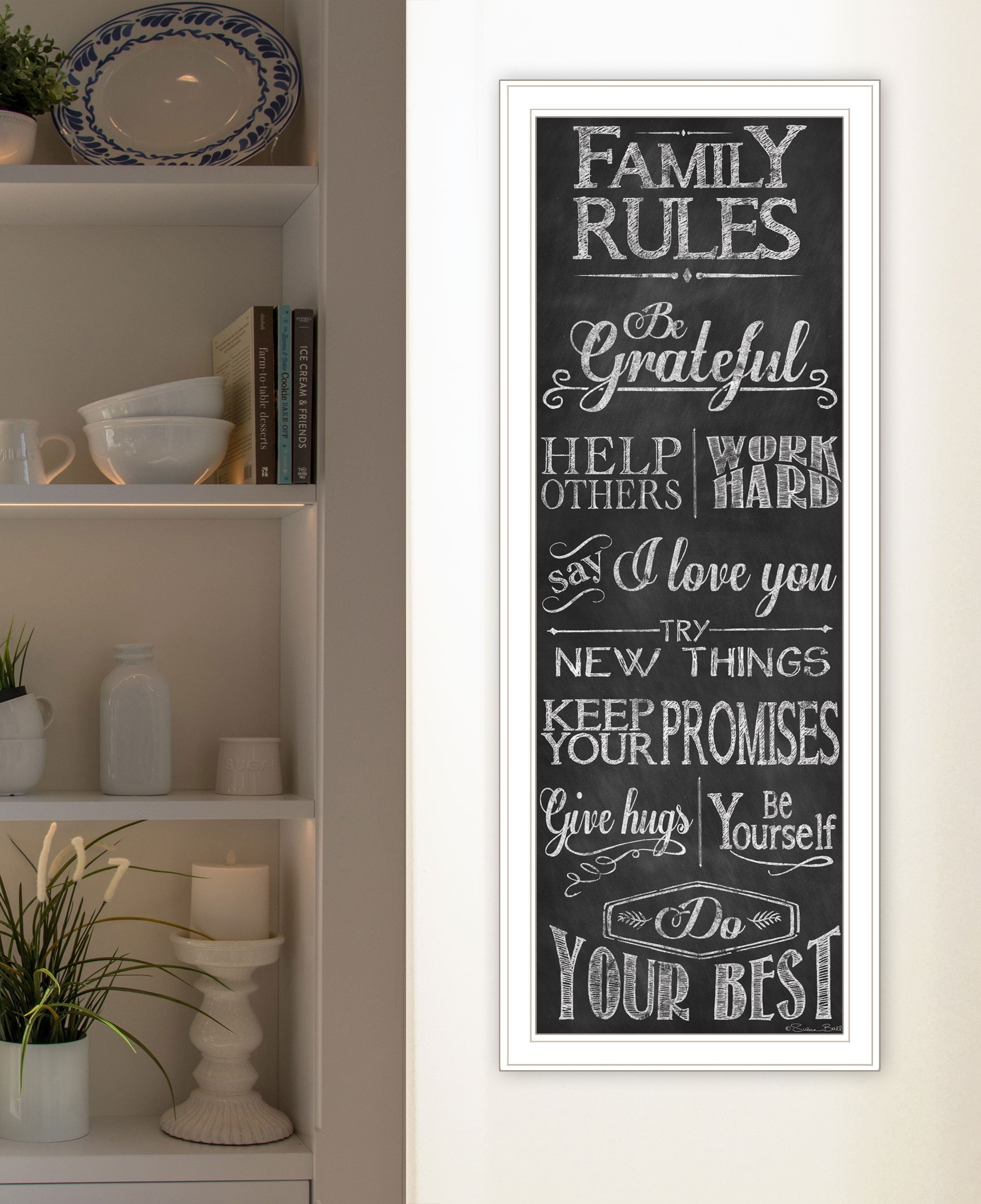 Family Rules 2 White Framed Print Wall Art