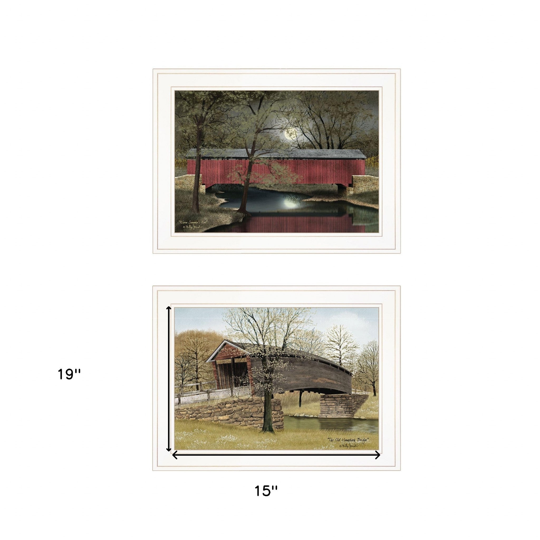 Set Of Two Bridges Of 1 White Framed Print Wall Art