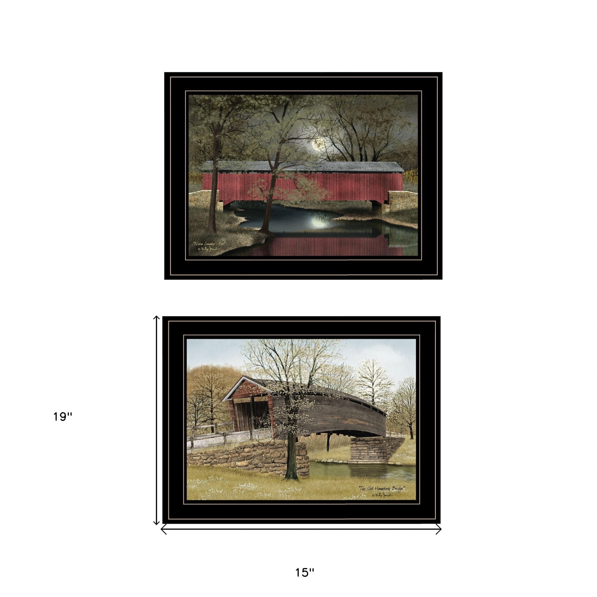 Set Of Two Bridges Of 2 Black Framed Print Wall Art