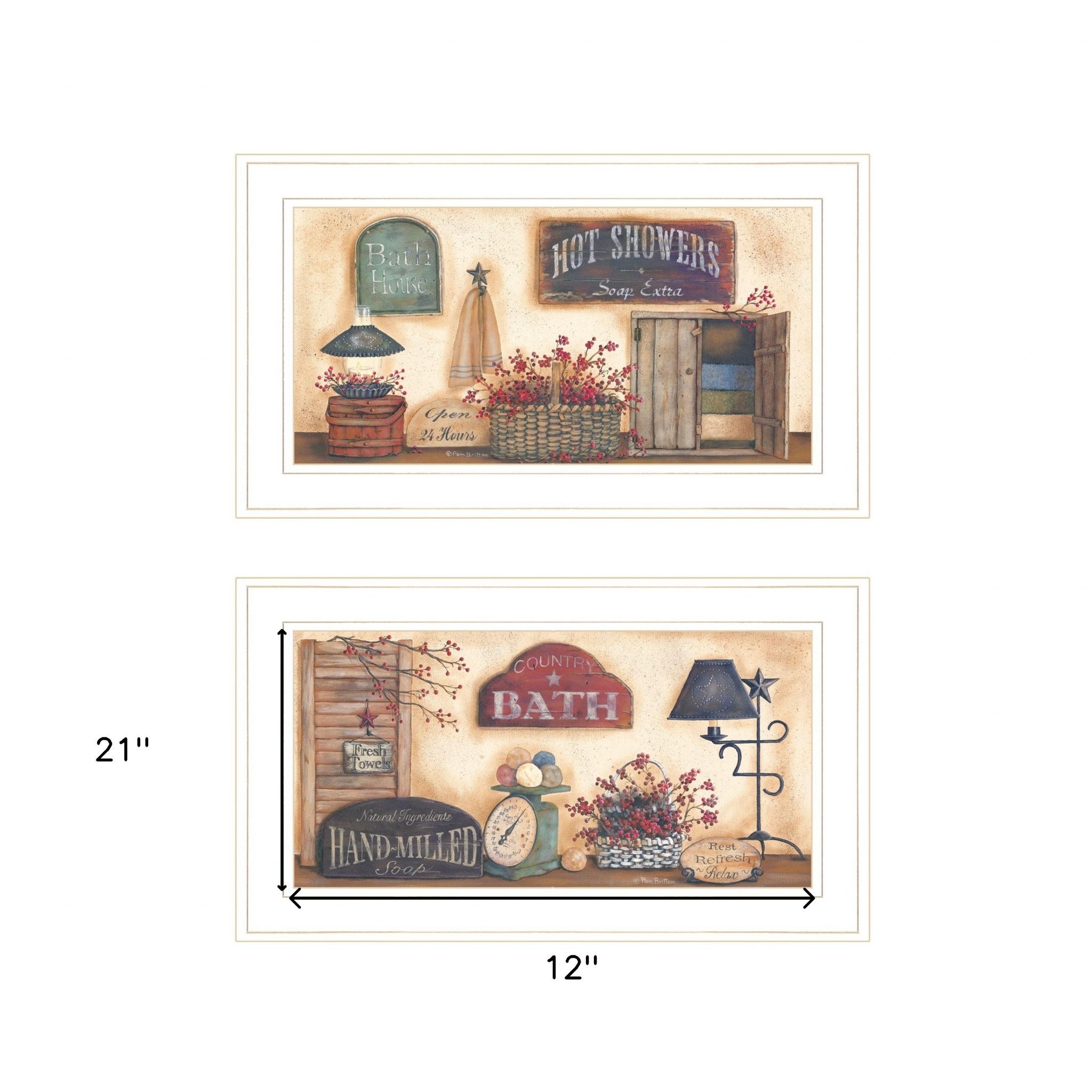 Set Of Two Bath 2 White Framed Print Wall Art