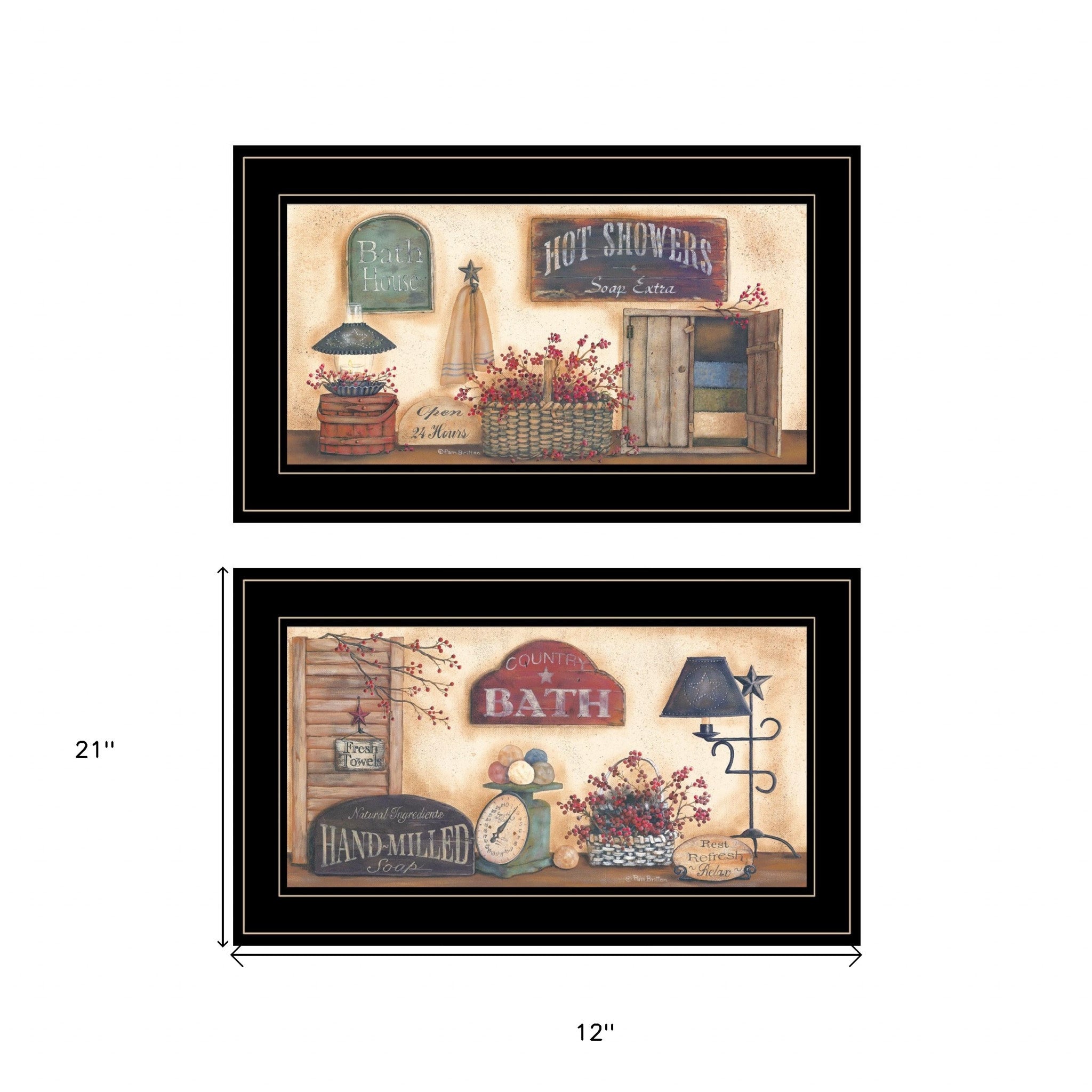 Set Of Two Bath 4 Black Framed Print Wall Art