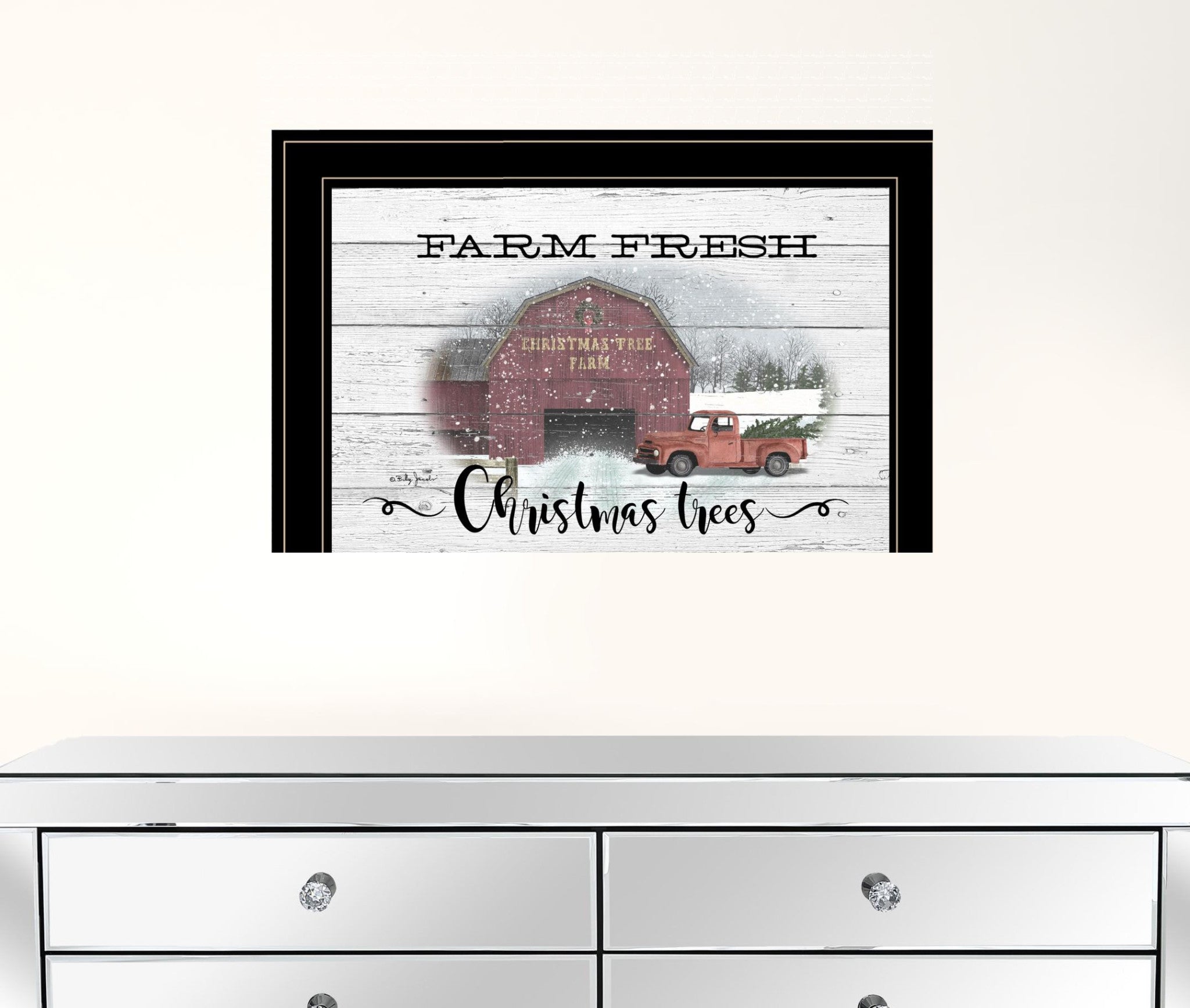 Farm Fresh Christmas Trees 3 Black Framed Print Wall Art