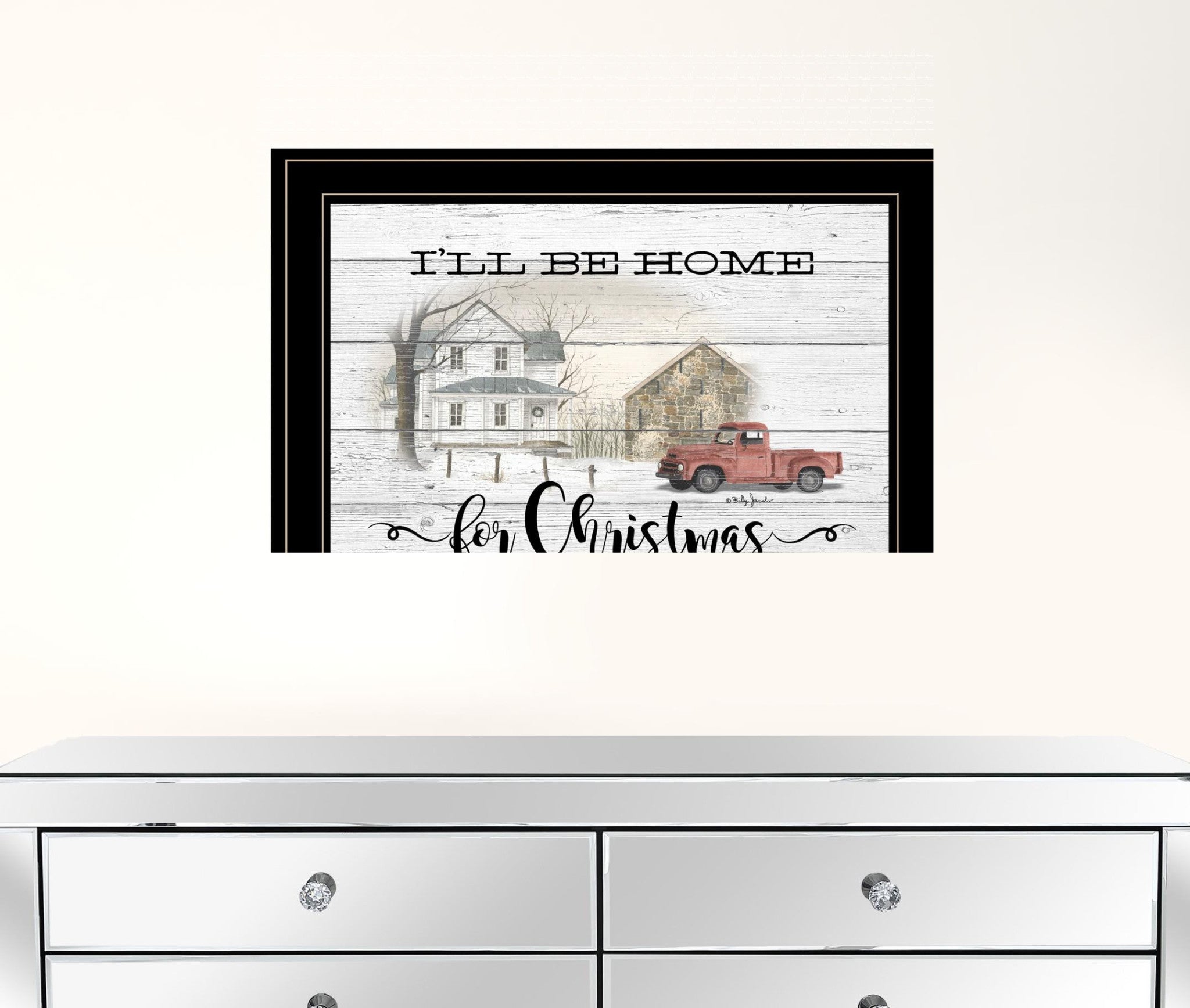 Ill Be Home For Christmas 3 Black Framed Print Wall Art