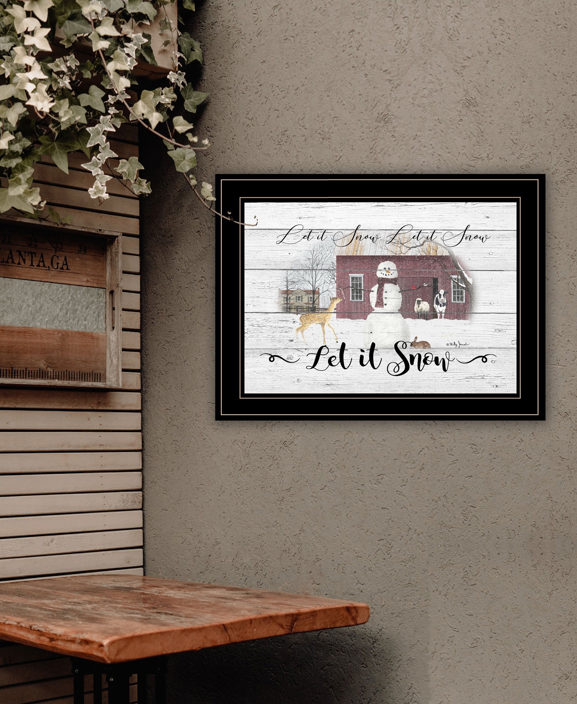 Let It Snow 3 Black Framed Print Wall Art