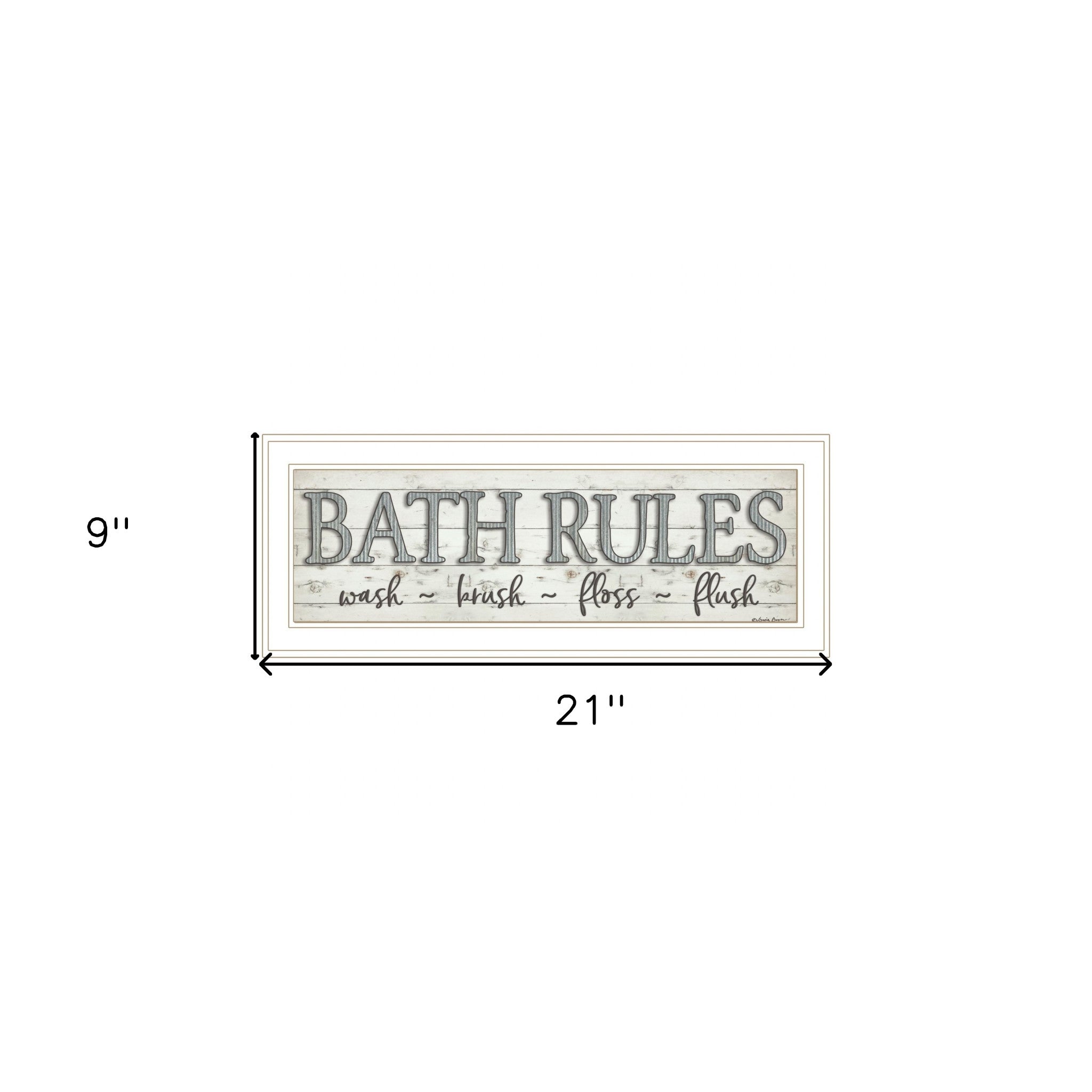 Bath Rules 1 White Framed Print Wall Art