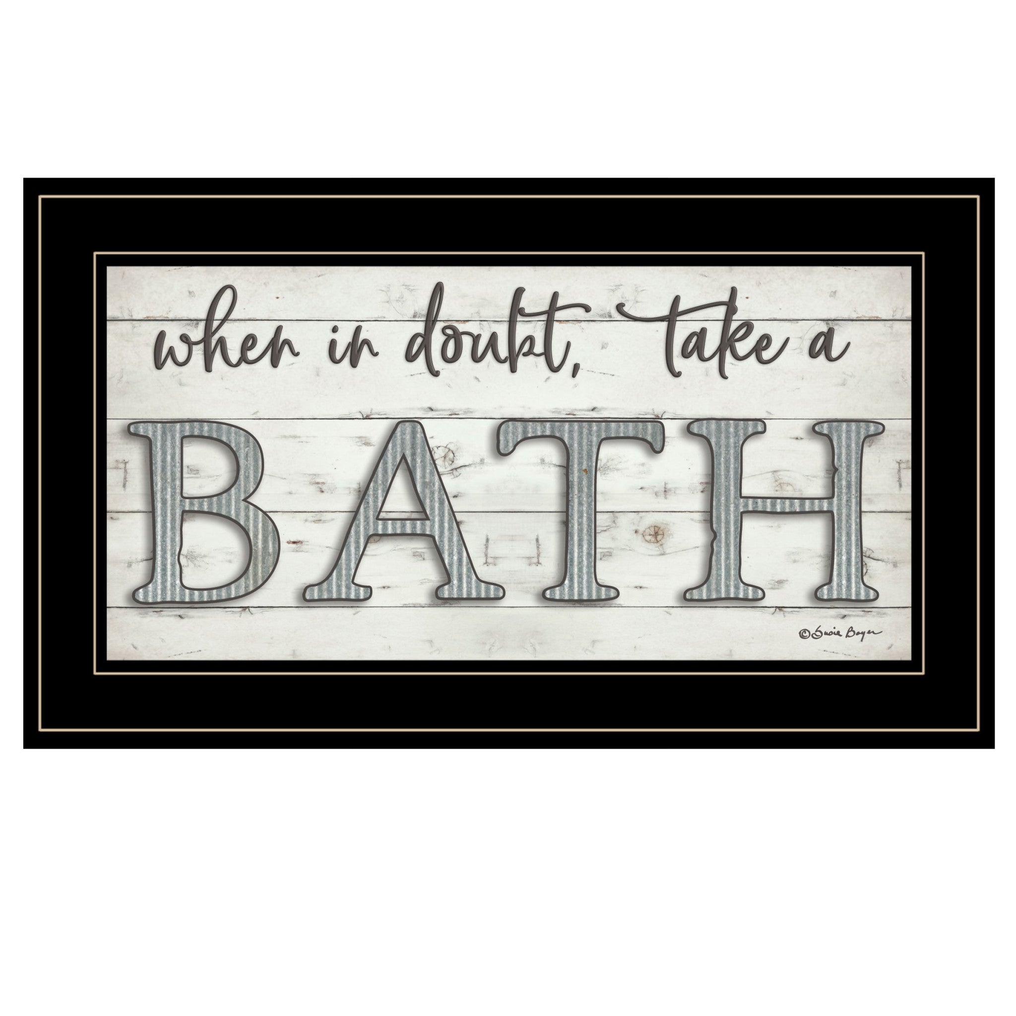 When In Doubt Take A Bath 3 Black Framed Print Bathroom Wall Art