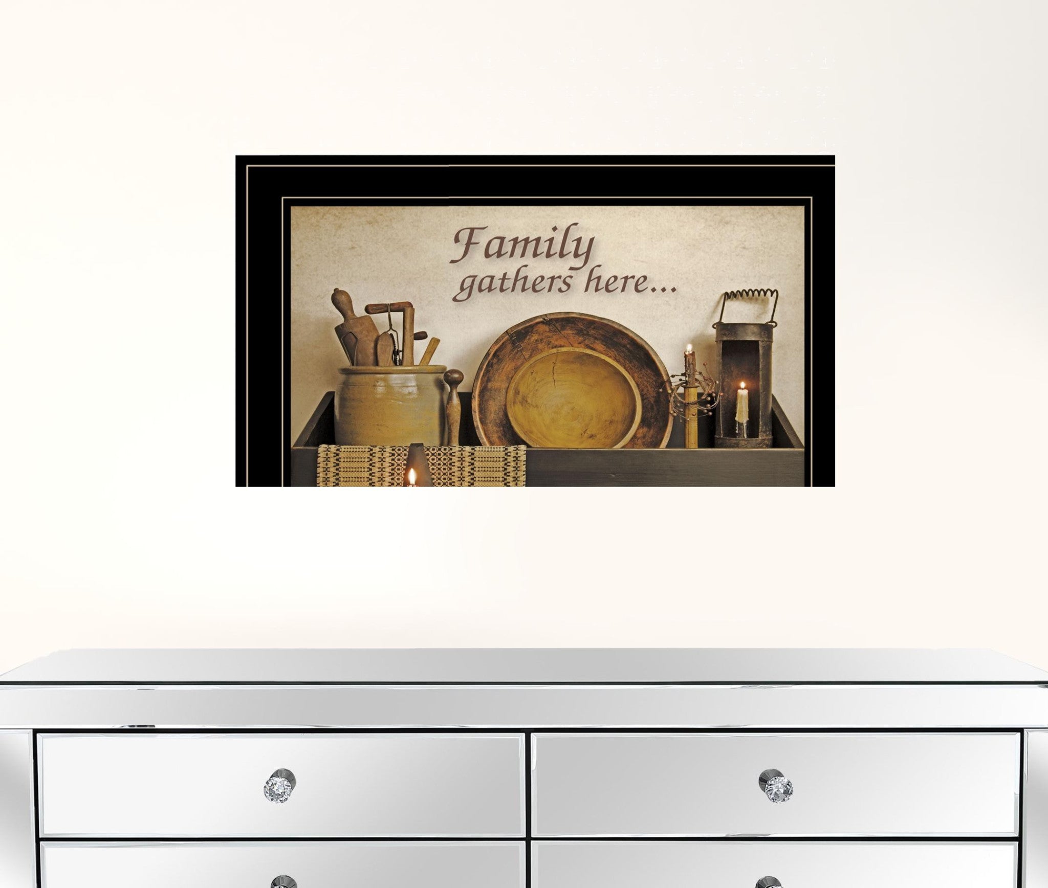 Family Gather Here 3 Black Framed Print Wall Art