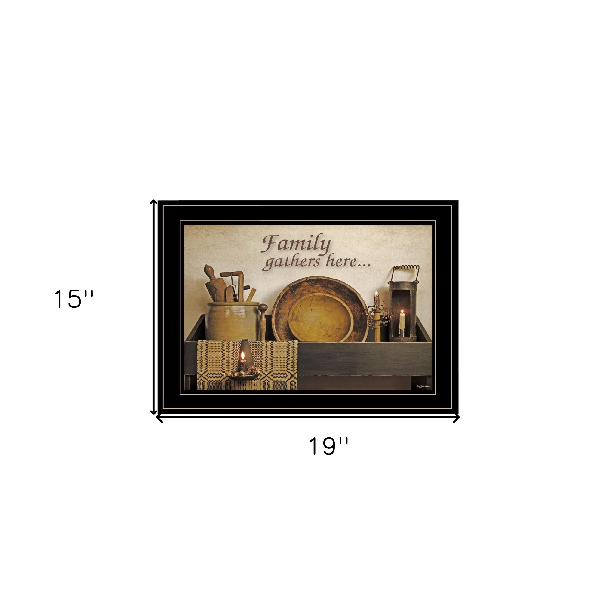 Family Gather Here 3 Black Framed Print Wall Art