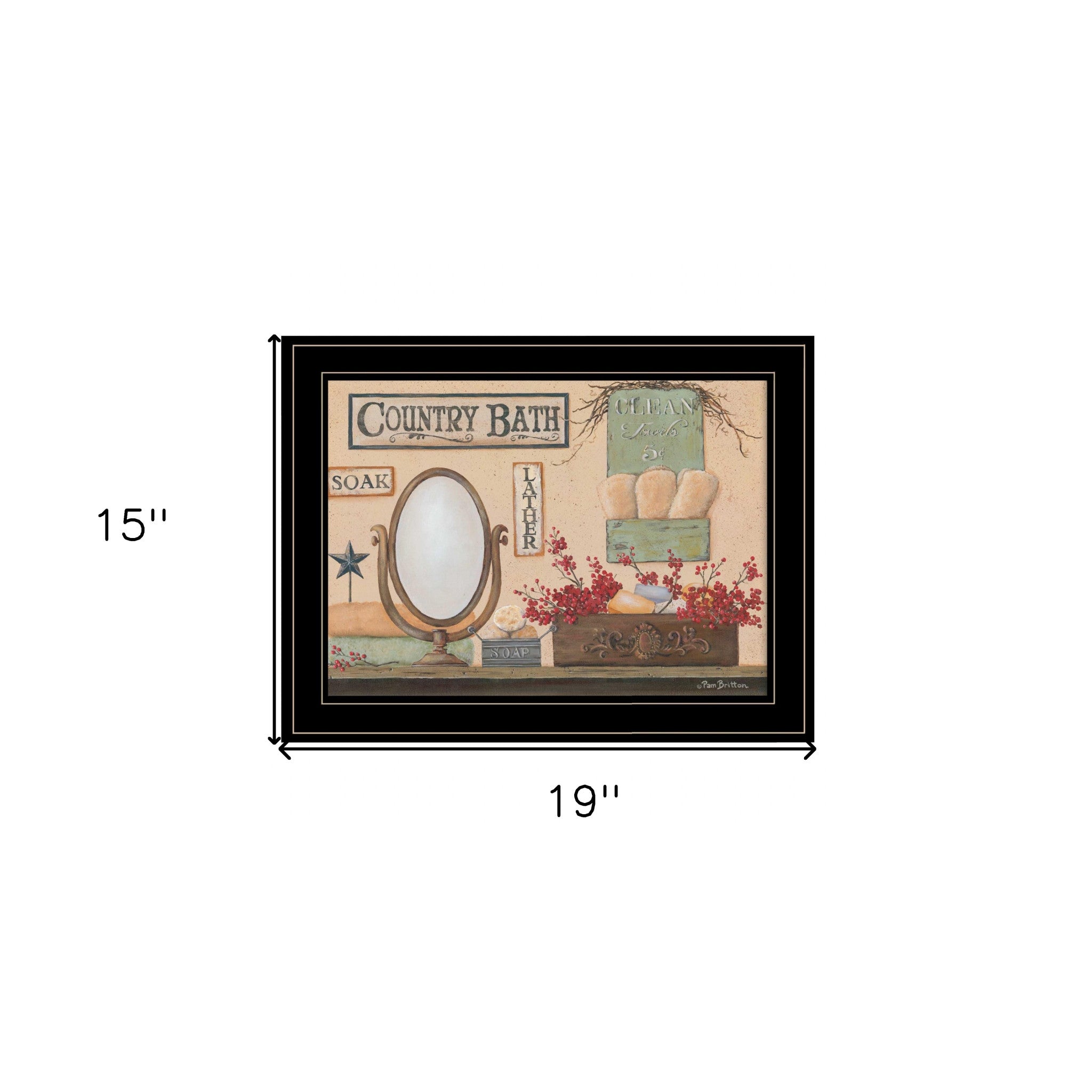 Country Bath 12 Black Framed Print Wall Art