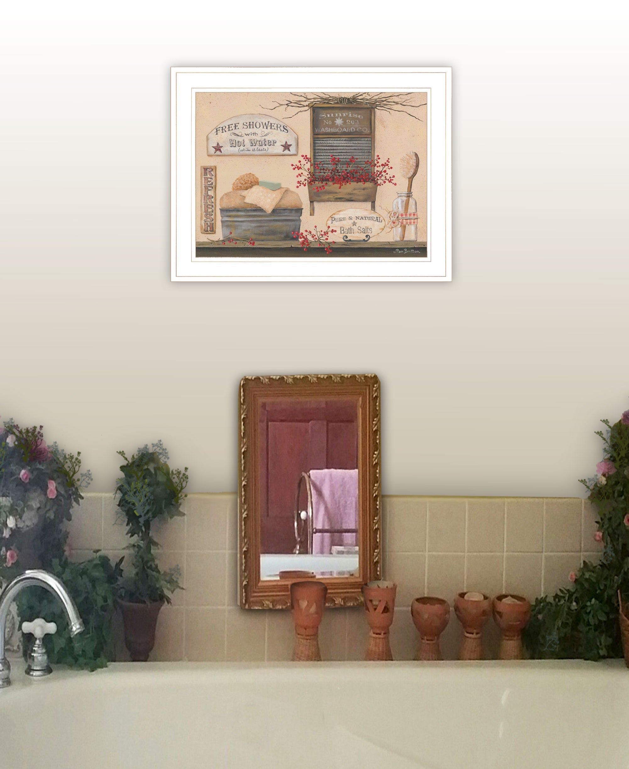 Free Showers 2 White Framed Print Wall Art