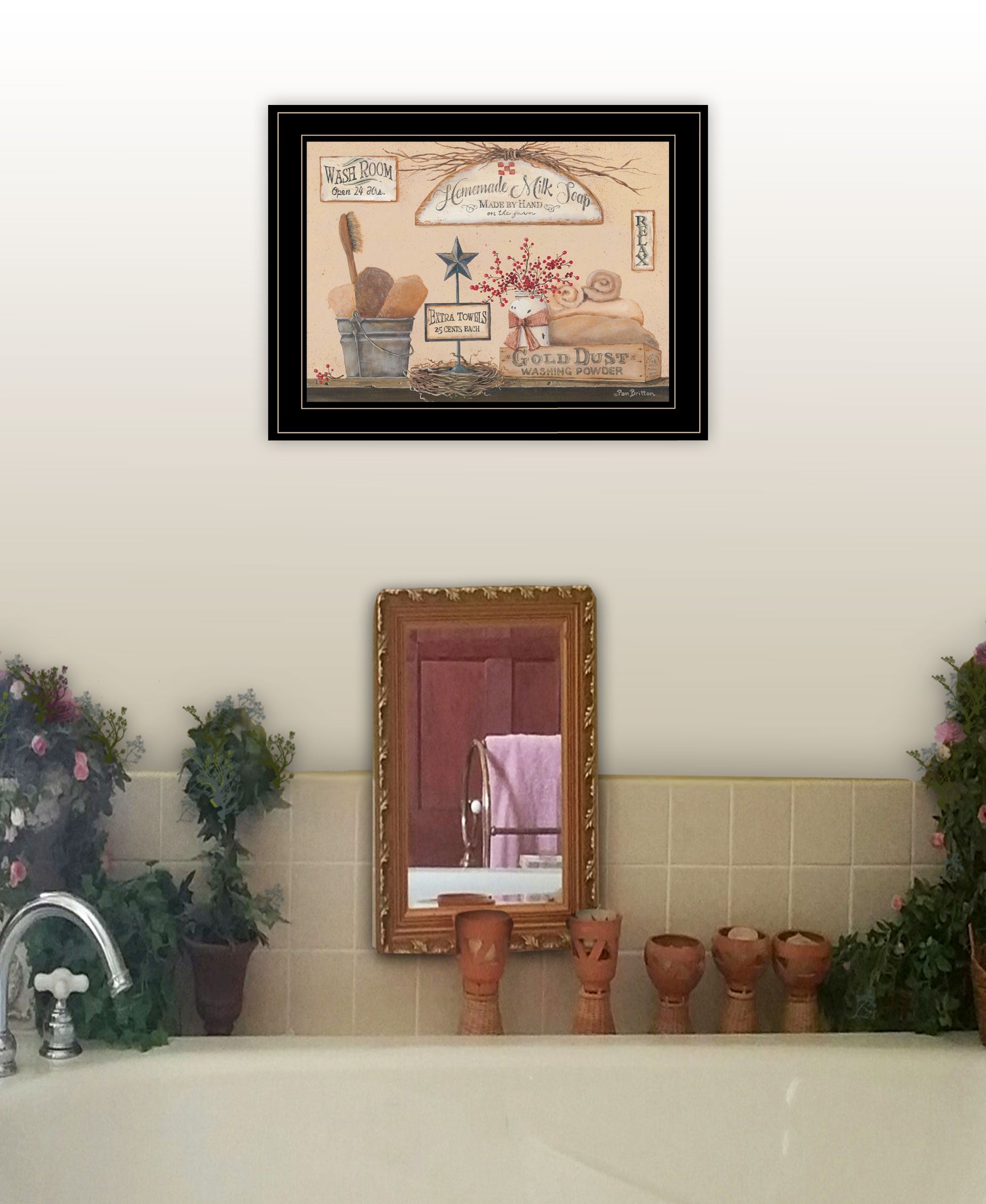 Wash Room 3 Black Framed Print Wall Art