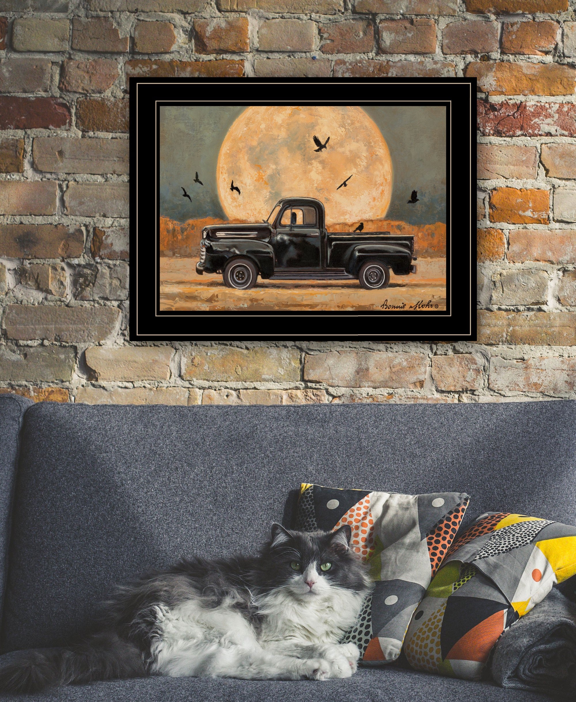 Harvest Moon 4 Black Framed Print Wall Art