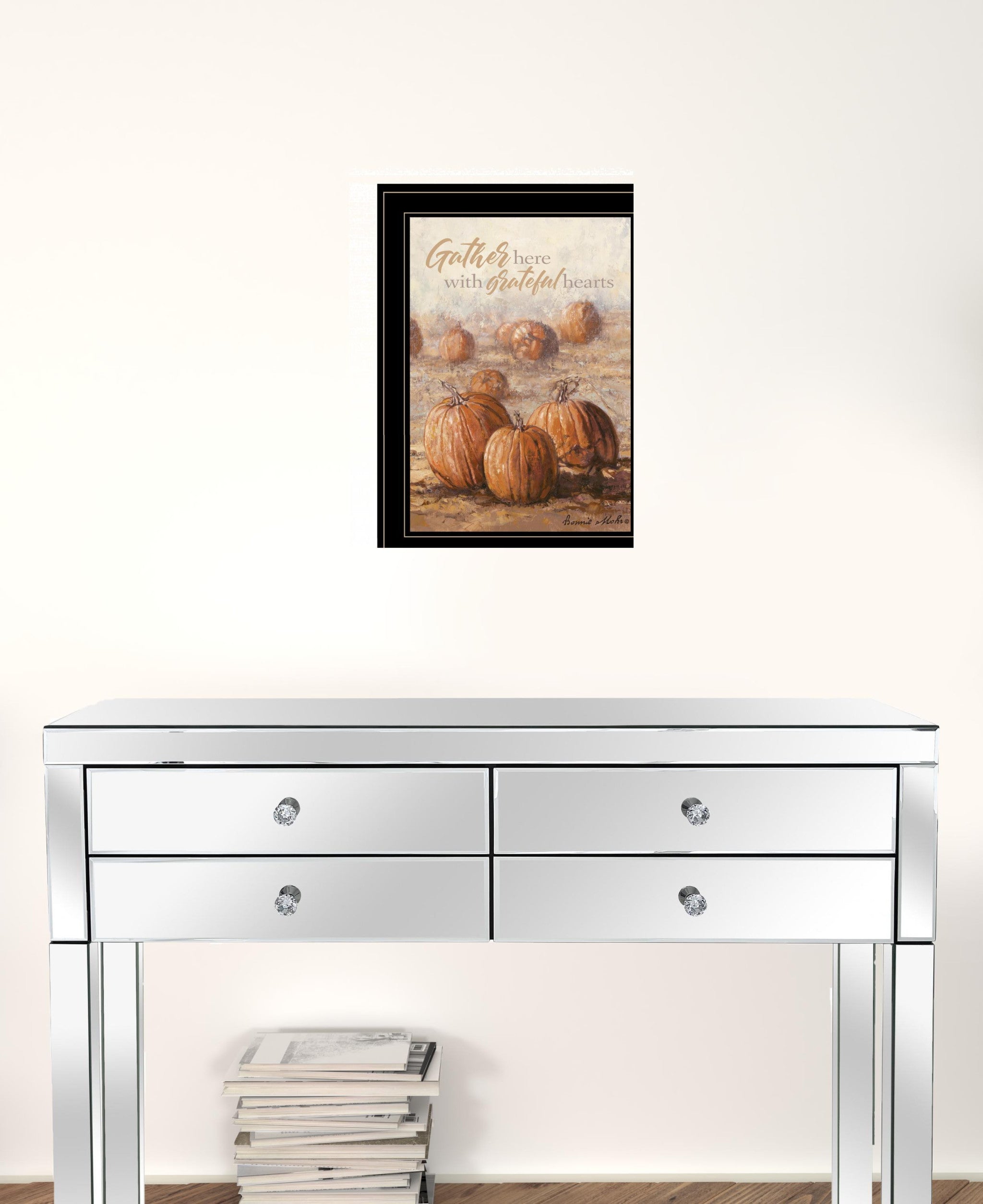 Gather Here With Grateful Hearts 2 Black Framed Print Wall Art