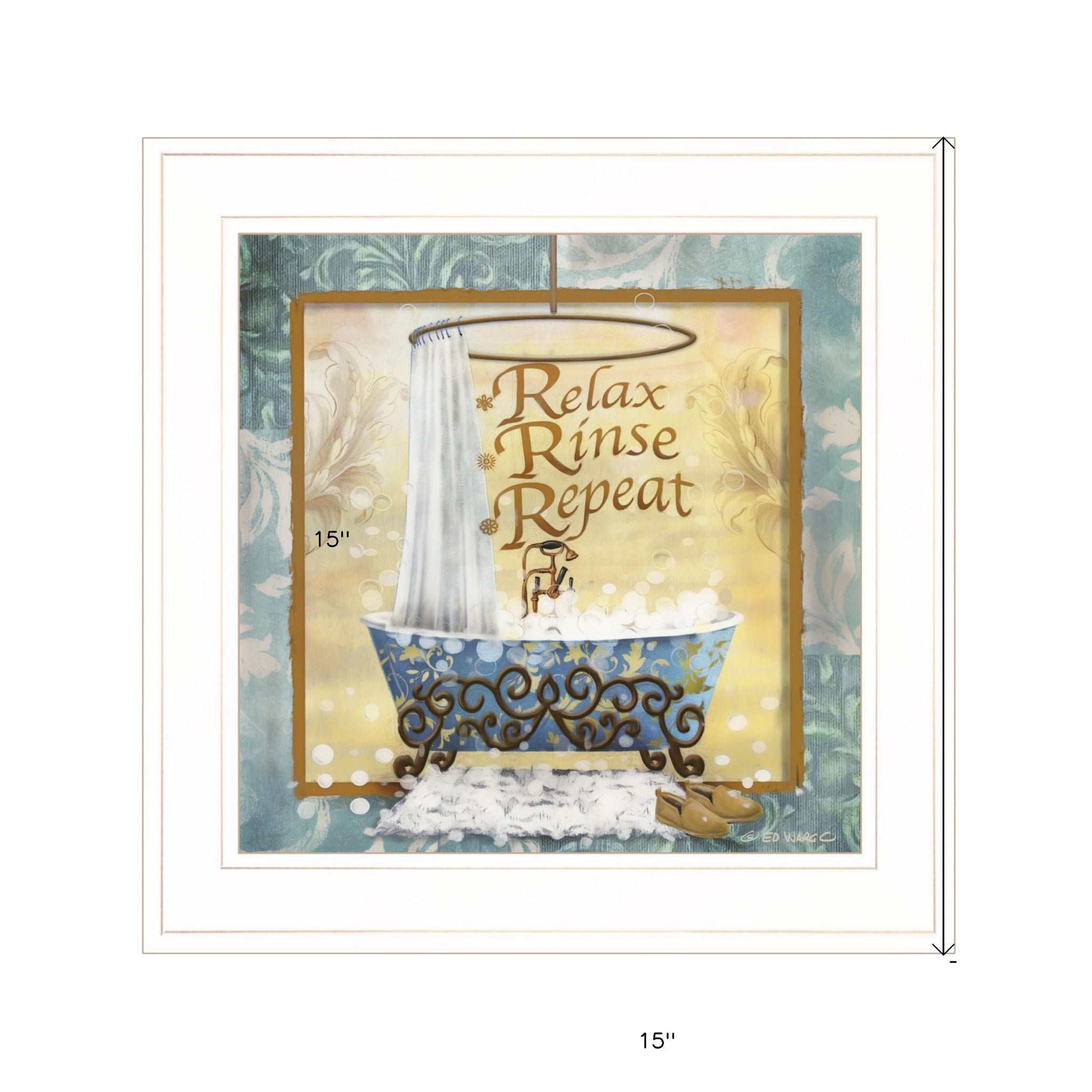 Relax Rinse Repeat 1 White Framed Print Wall Art