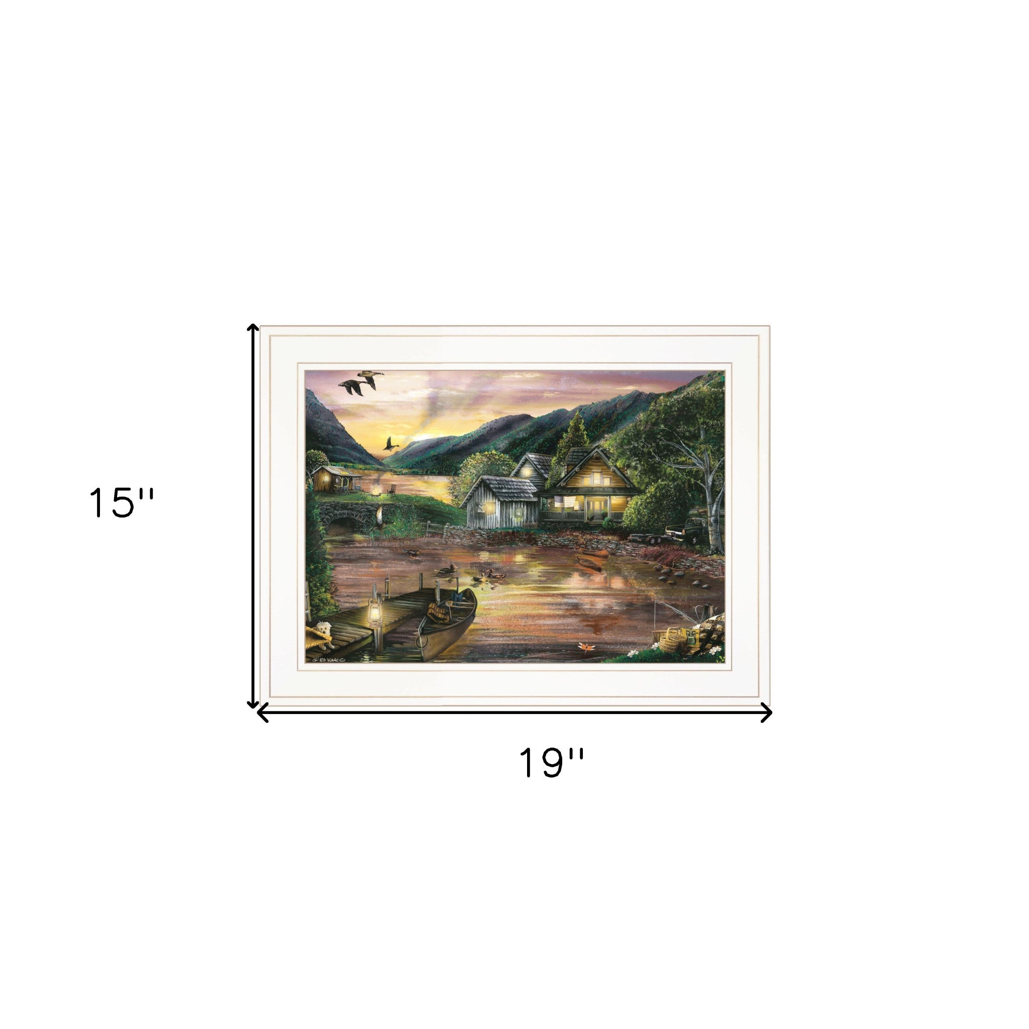 Lakefront Camping II 2 White Framed Print Wall Art