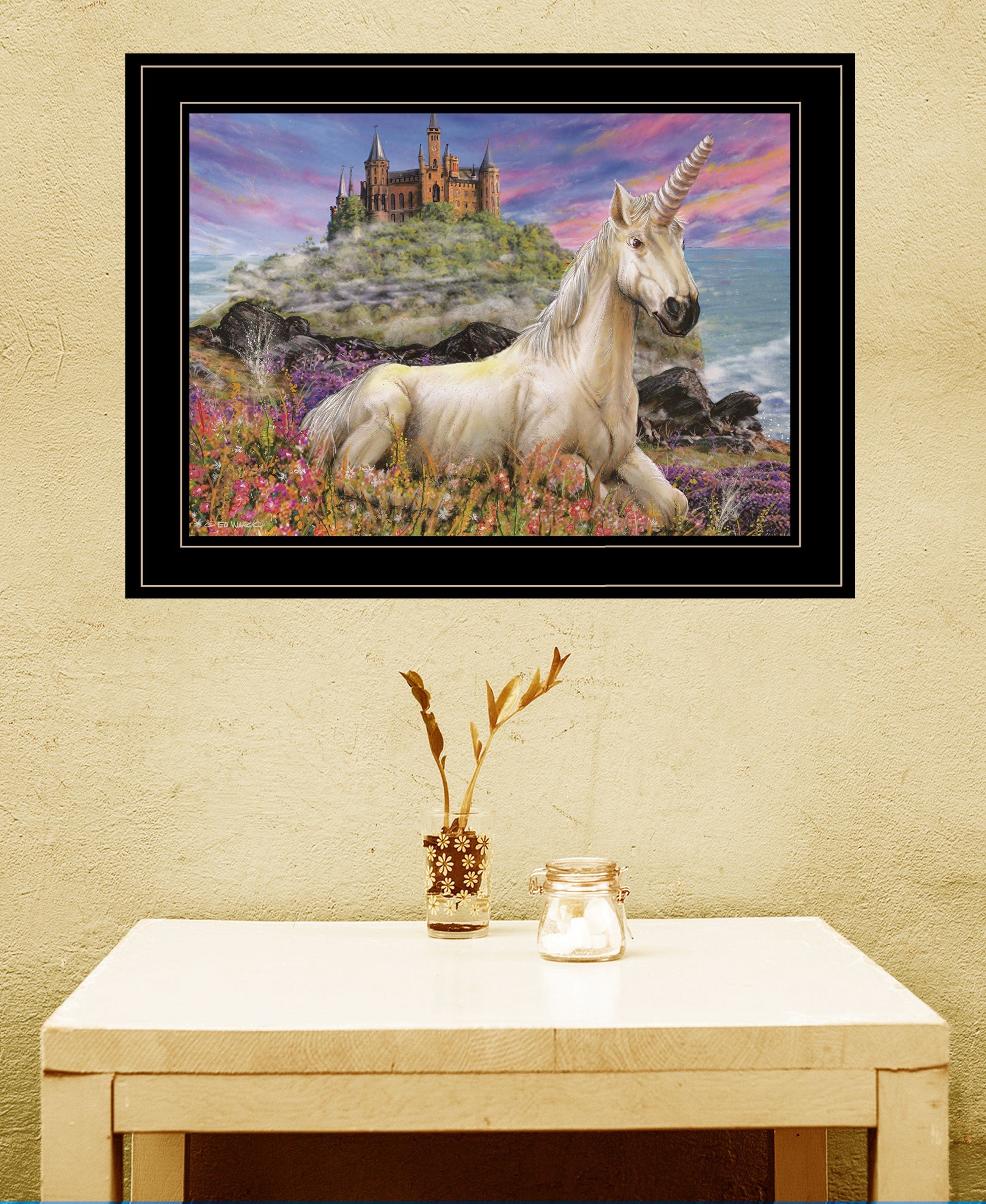 Royal Unicorn 3 Black Framed Print Wall Art