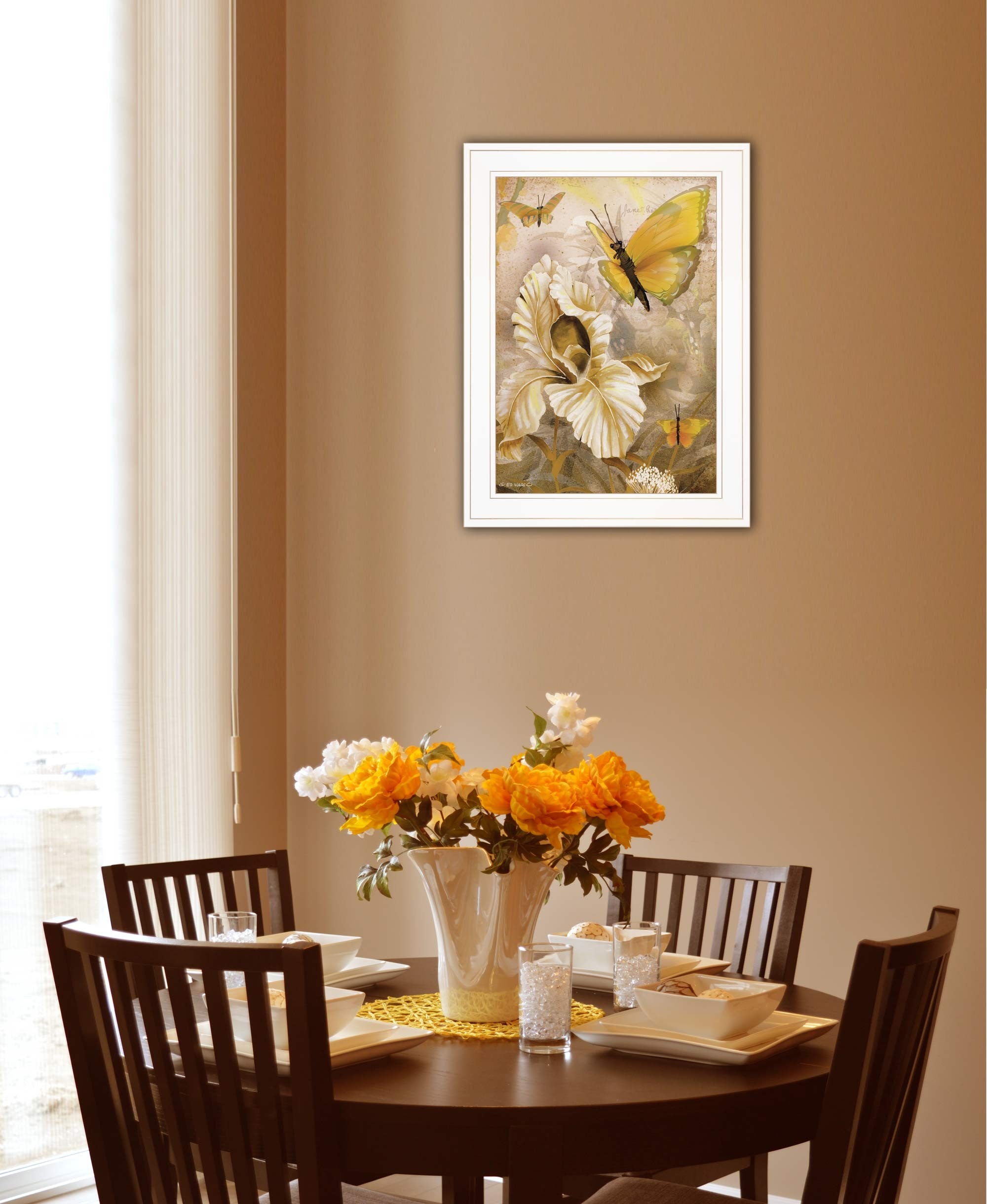 Flowers & Butterflies I 2 White Framed Print Wall Art