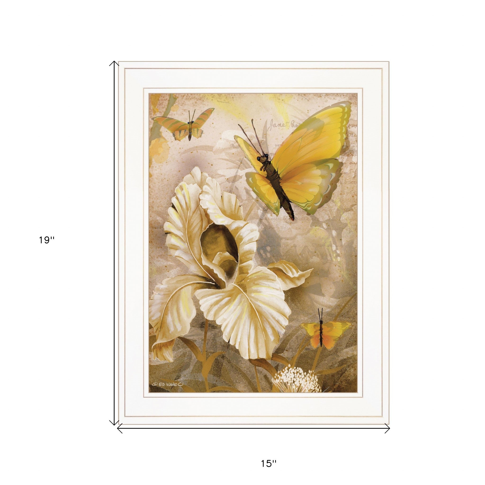 Flowers & Butterflies I 2 White Framed Print Wall Art