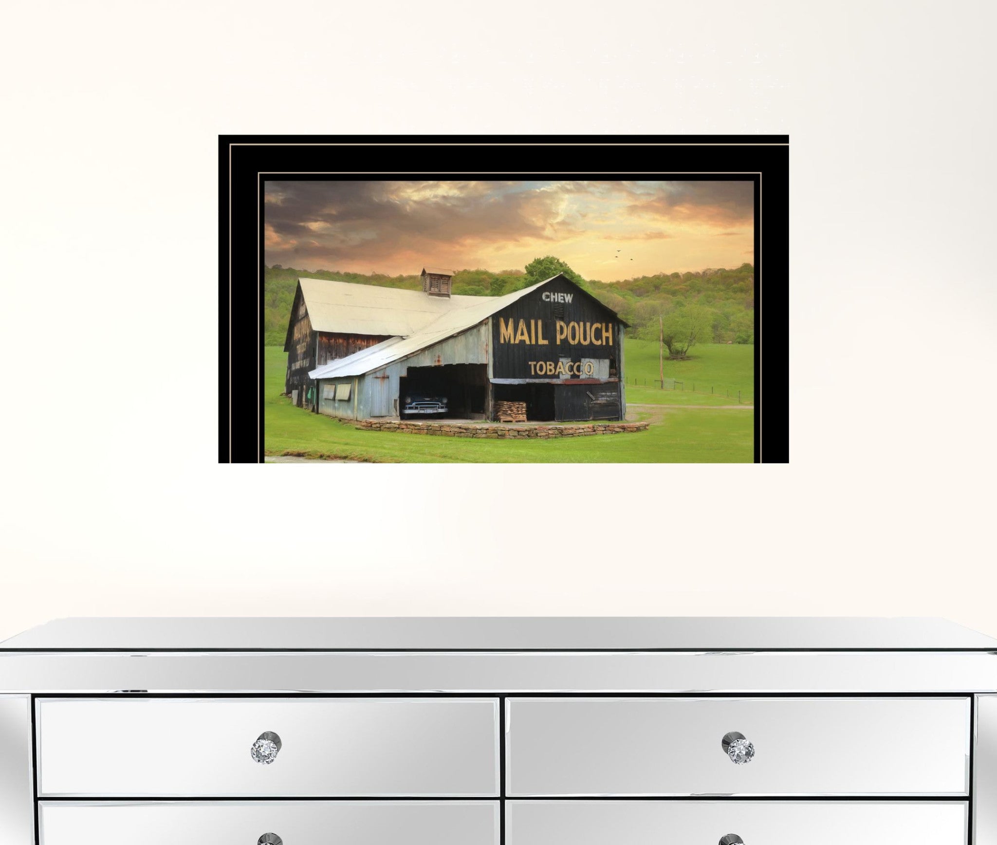 Mail Pouch Barn 5 Black Framed Print Wall Art