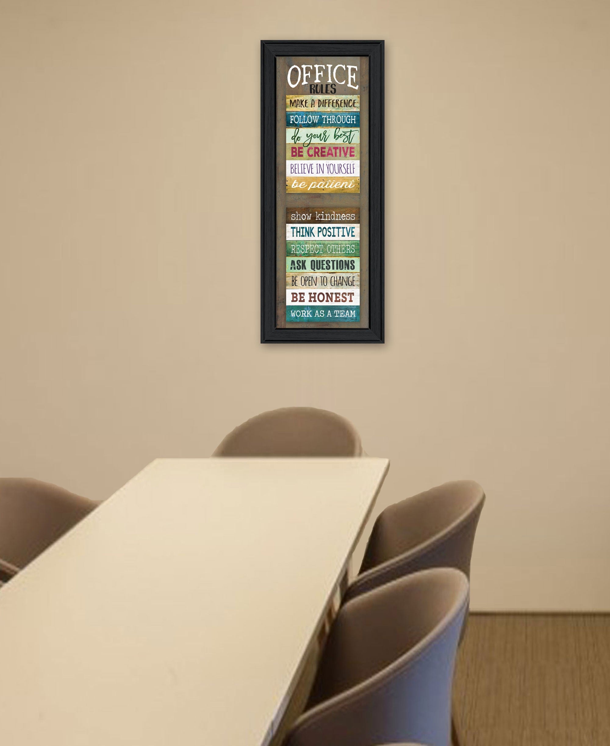 Office Rules 5 Black Framed Print Wall Art